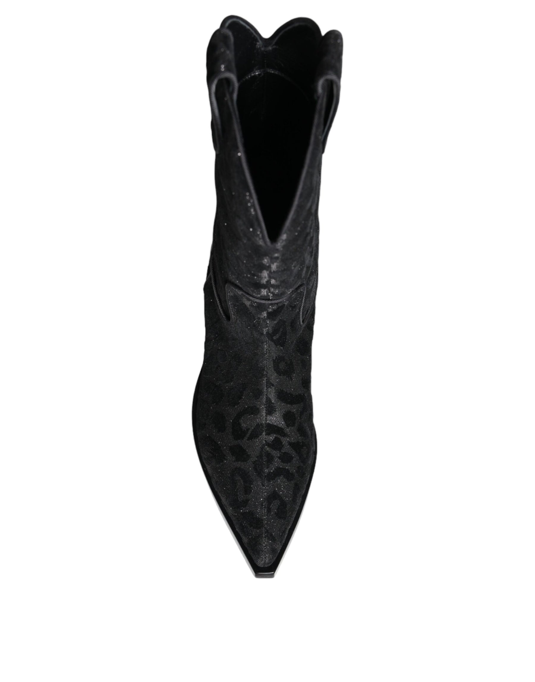 Dolce & Gabbana Black Gray Leopard Cowboy Boots Shoes | Regal Royce
