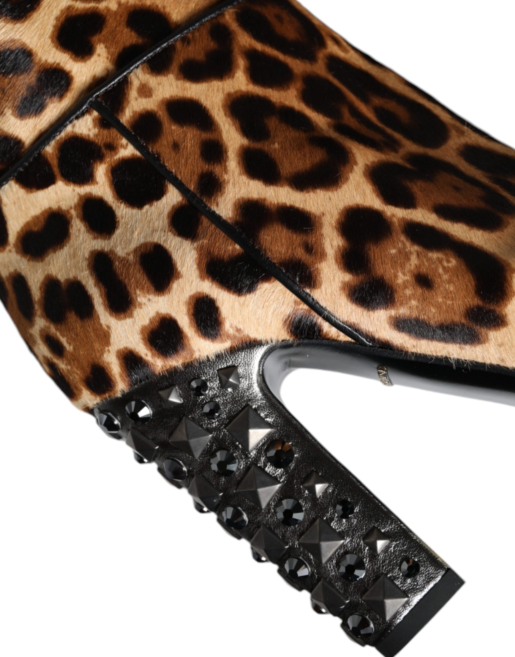 Dolce & Gabbana Beige Black Leopard Knee High Boots Shoes | Regal Royce