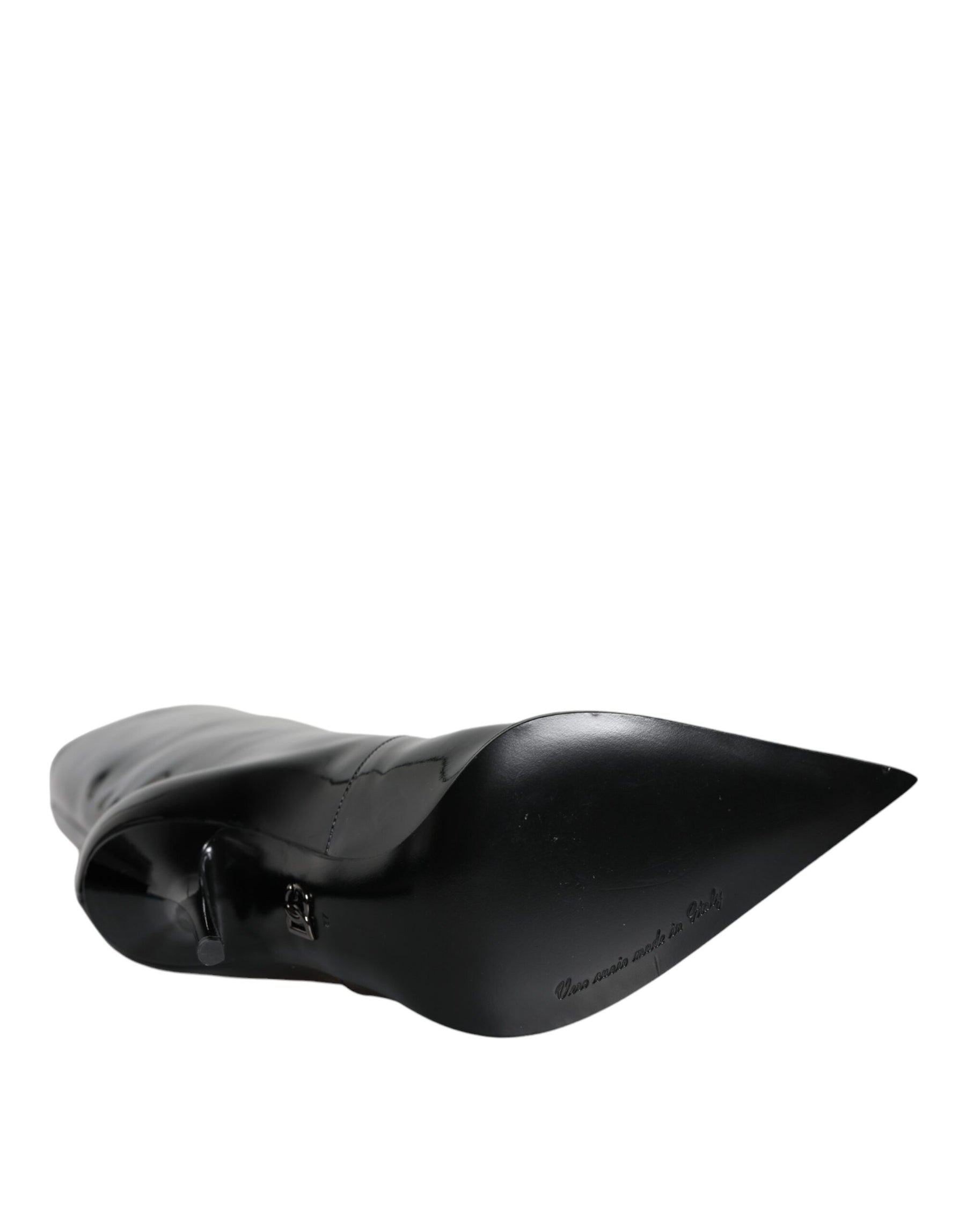 Dolce & Gabbana Black Patent Leather Mid Calf Boots Shoes | Regal Royce