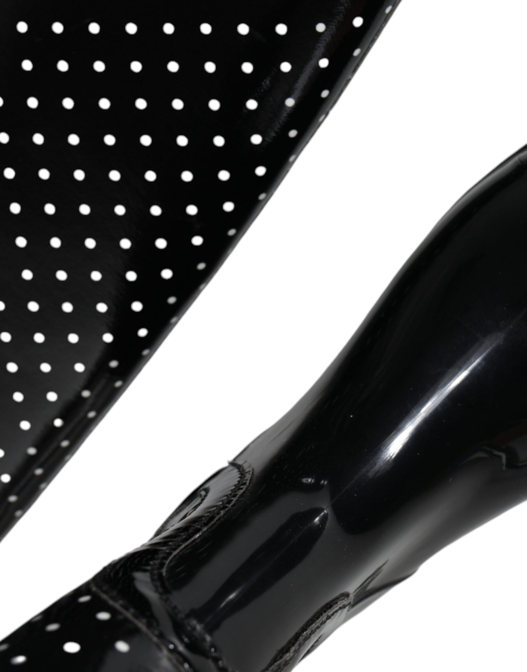 Dolce & Gabbana Black Polka Dot Rubber Knee High Boots Shoes | Regal Royce