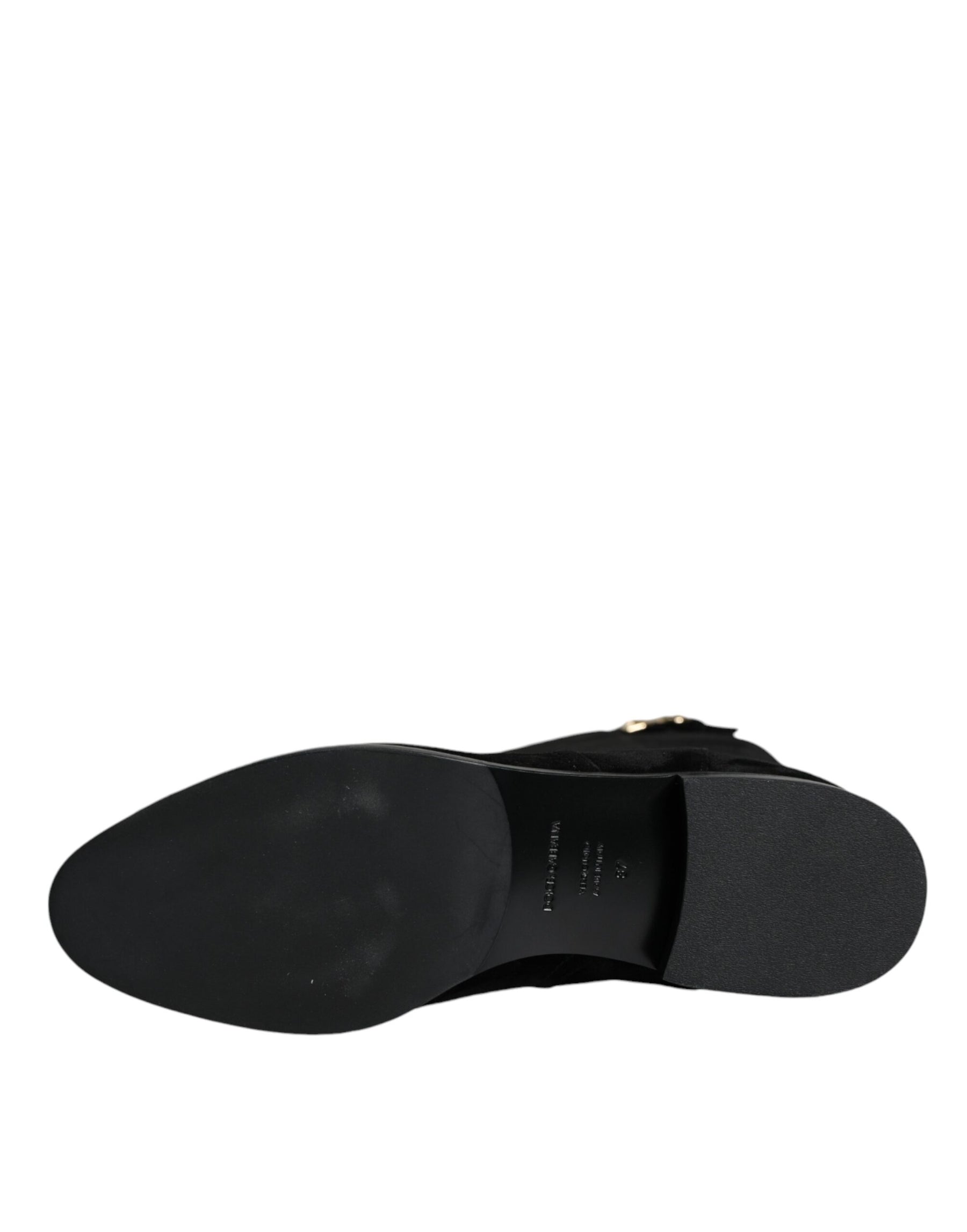 Dolce & Gabbana Black Suede Leather Knee High Boots Shoes | Regal Royce