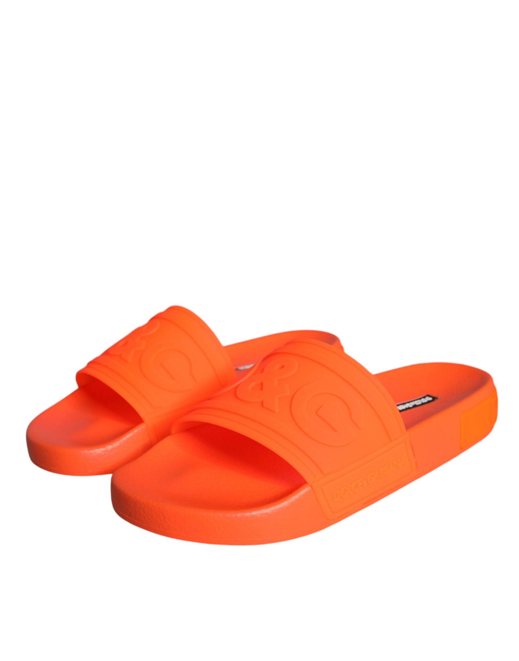 Dolce & Gabbana Orange Rubber Slides Sandals Beachwear Shoes | Regal Royce