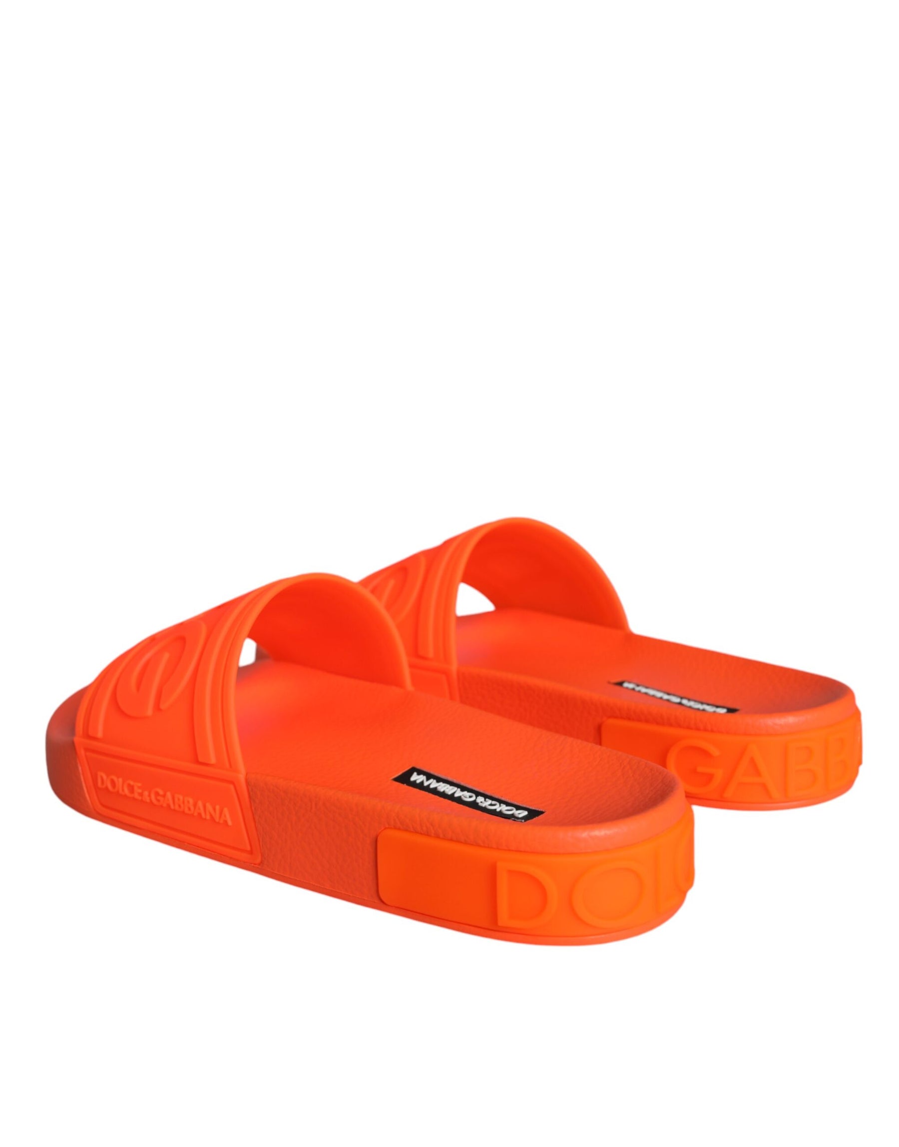 Dolce & Gabbana Orange Rubber Slides Sandals Beachwear Shoes | Regal Royce