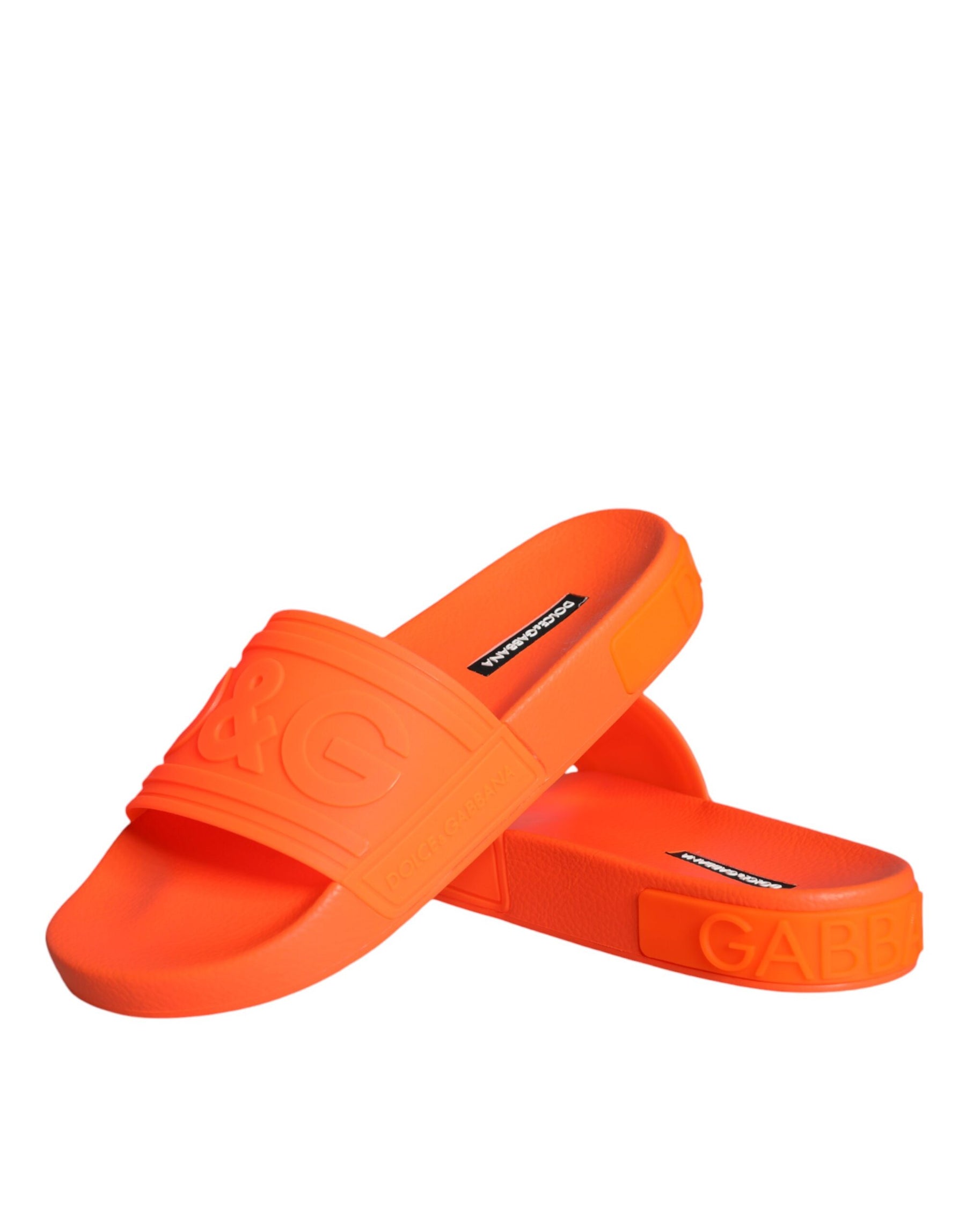 Dolce & Gabbana Orange Rubber Slides Sandals Beachwear Shoes | Regal Royce