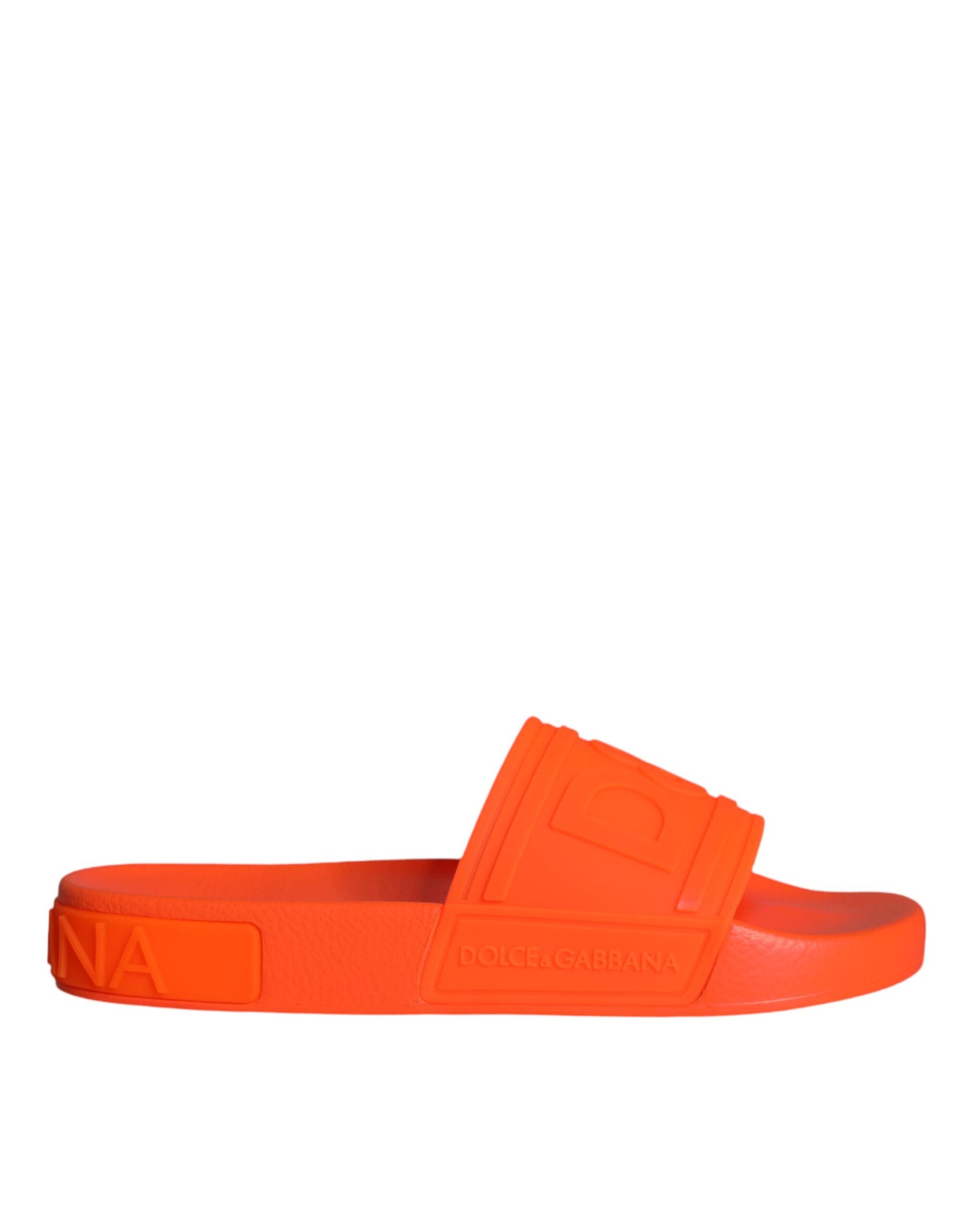 Dolce & Gabbana Orange Rubber Slides Sandals Beachwear Shoes | Regal Royce