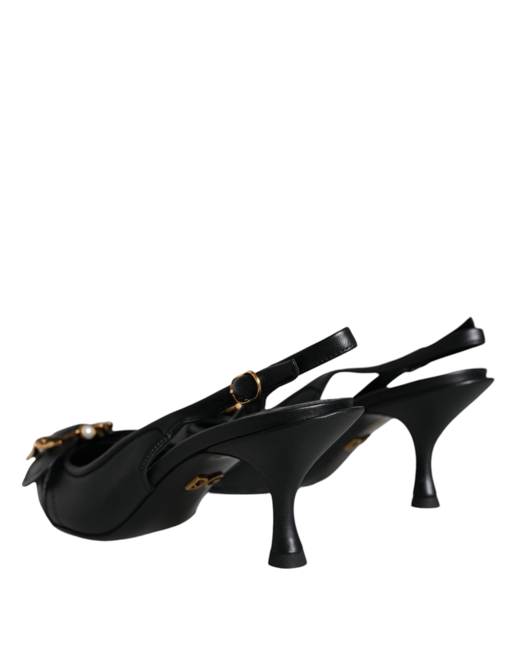 Dolce & Gabbana Black Devotion Leather Heels Slingback Shoes | Regal Royce