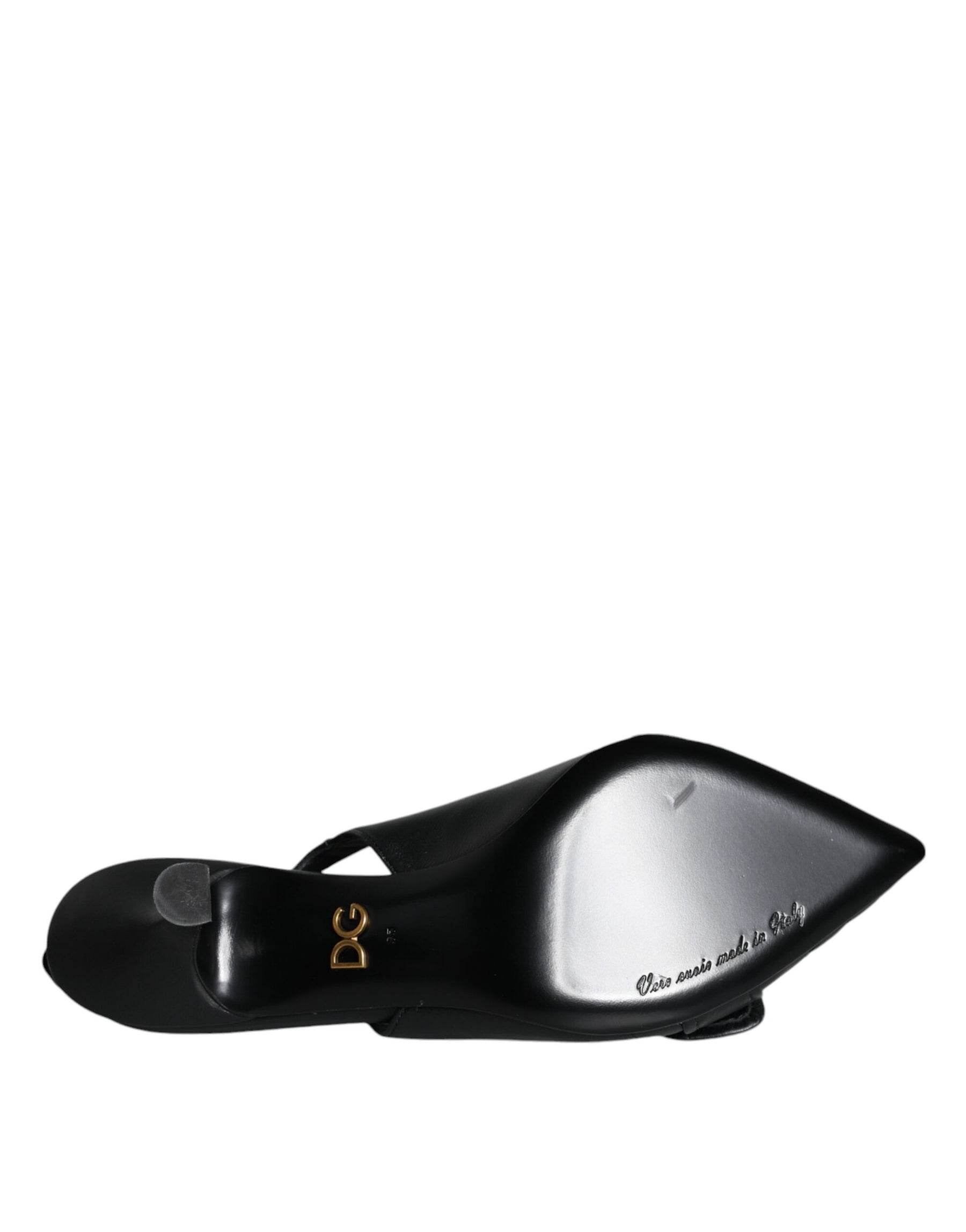 Dolce & Gabbana Black Devotion Leather Heels Slingback Shoes | Regal Royce