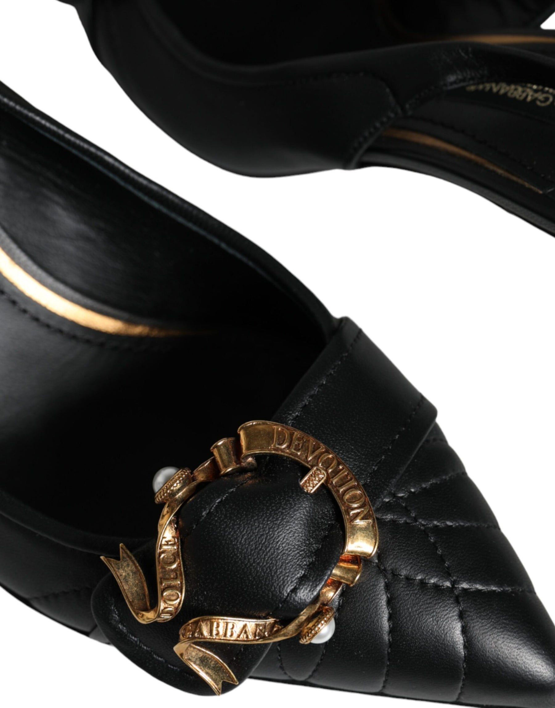 Dolce & Gabbana Black Devotion Leather Heels Slingback Shoes | Regal Royce