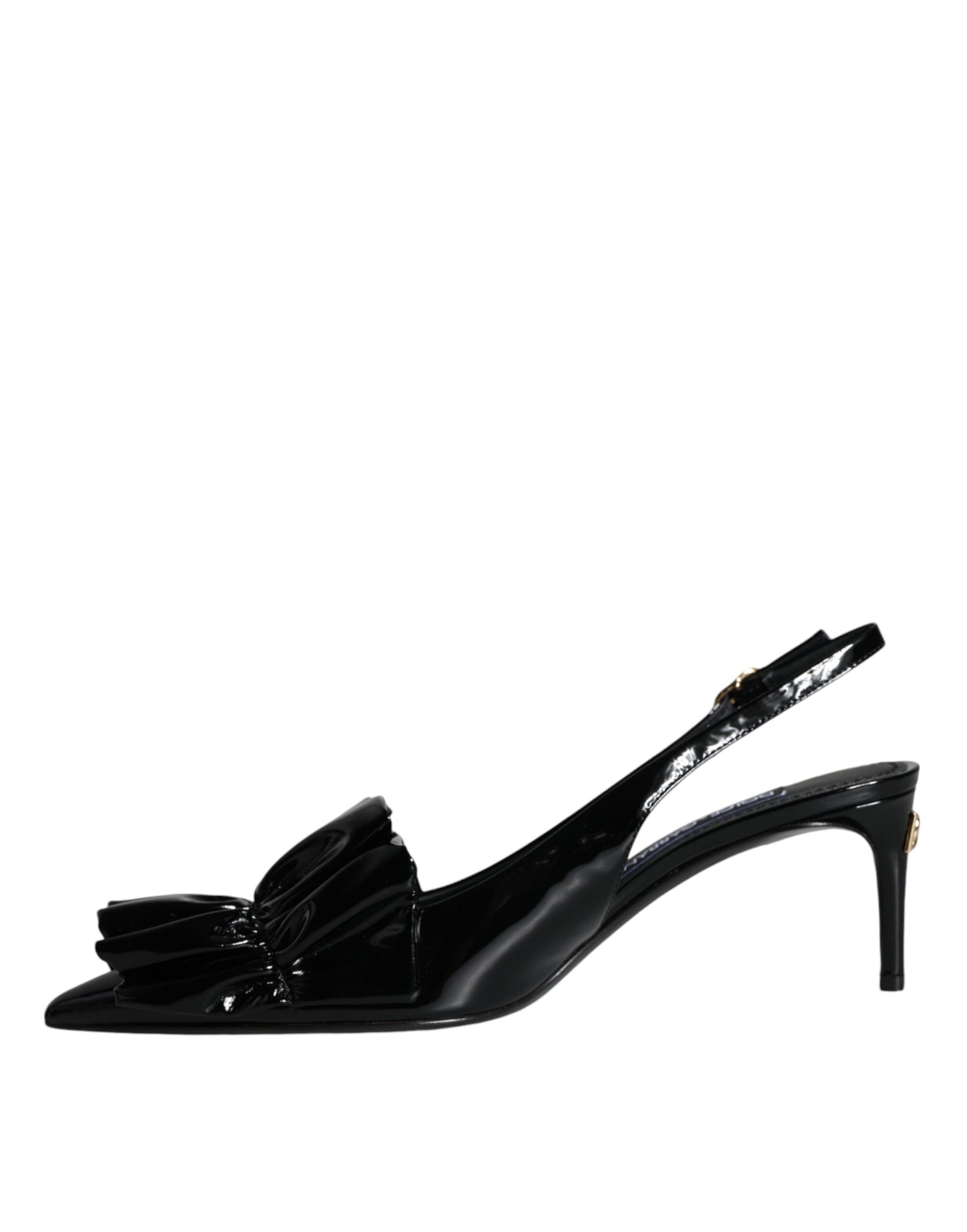 Dolce & Gabbana Black Patent Leather Heels Slingback Shoes | Regal Royce