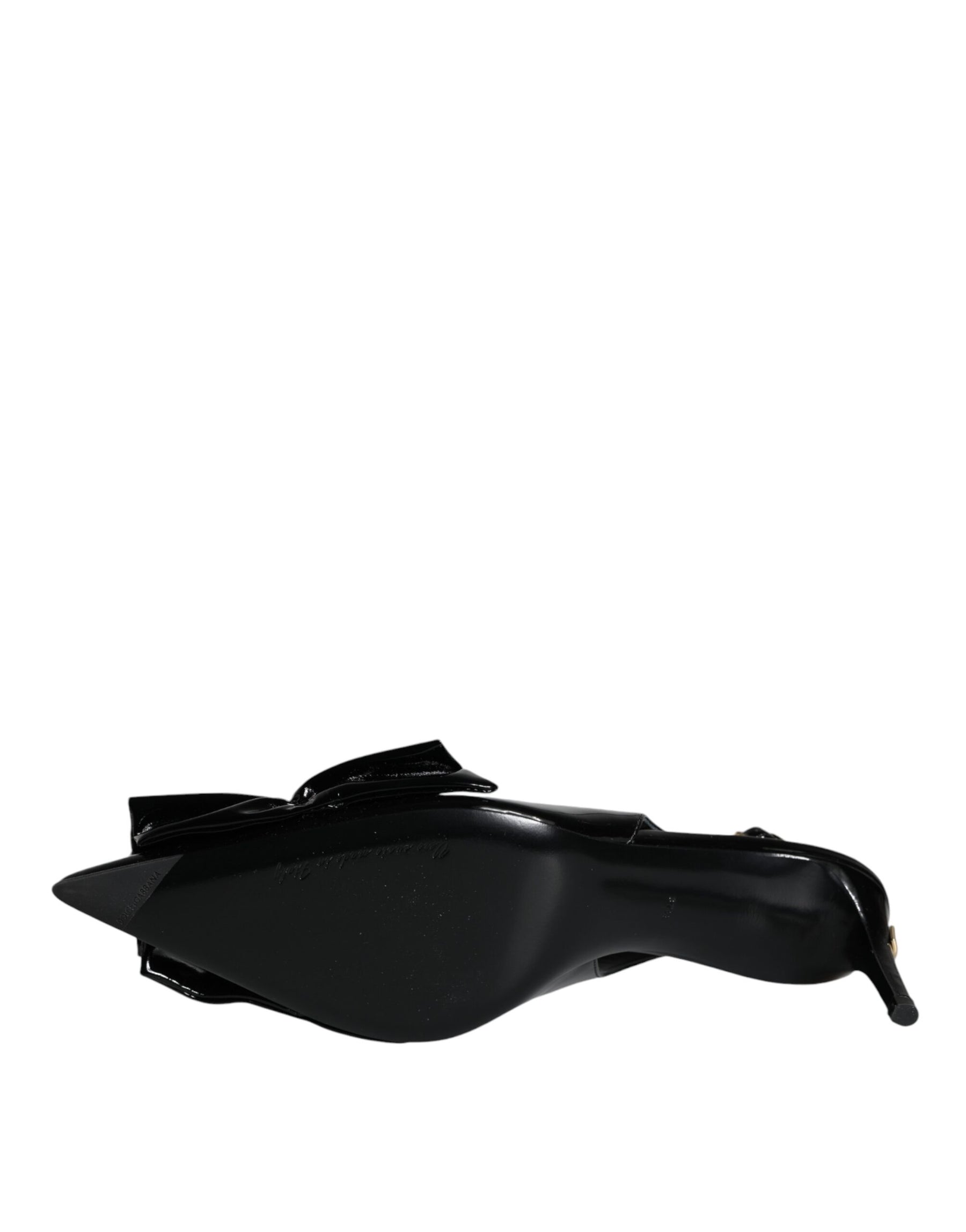 Dolce & Gabbana Black Patent Leather Heels Slingback Shoes | Regal Royce