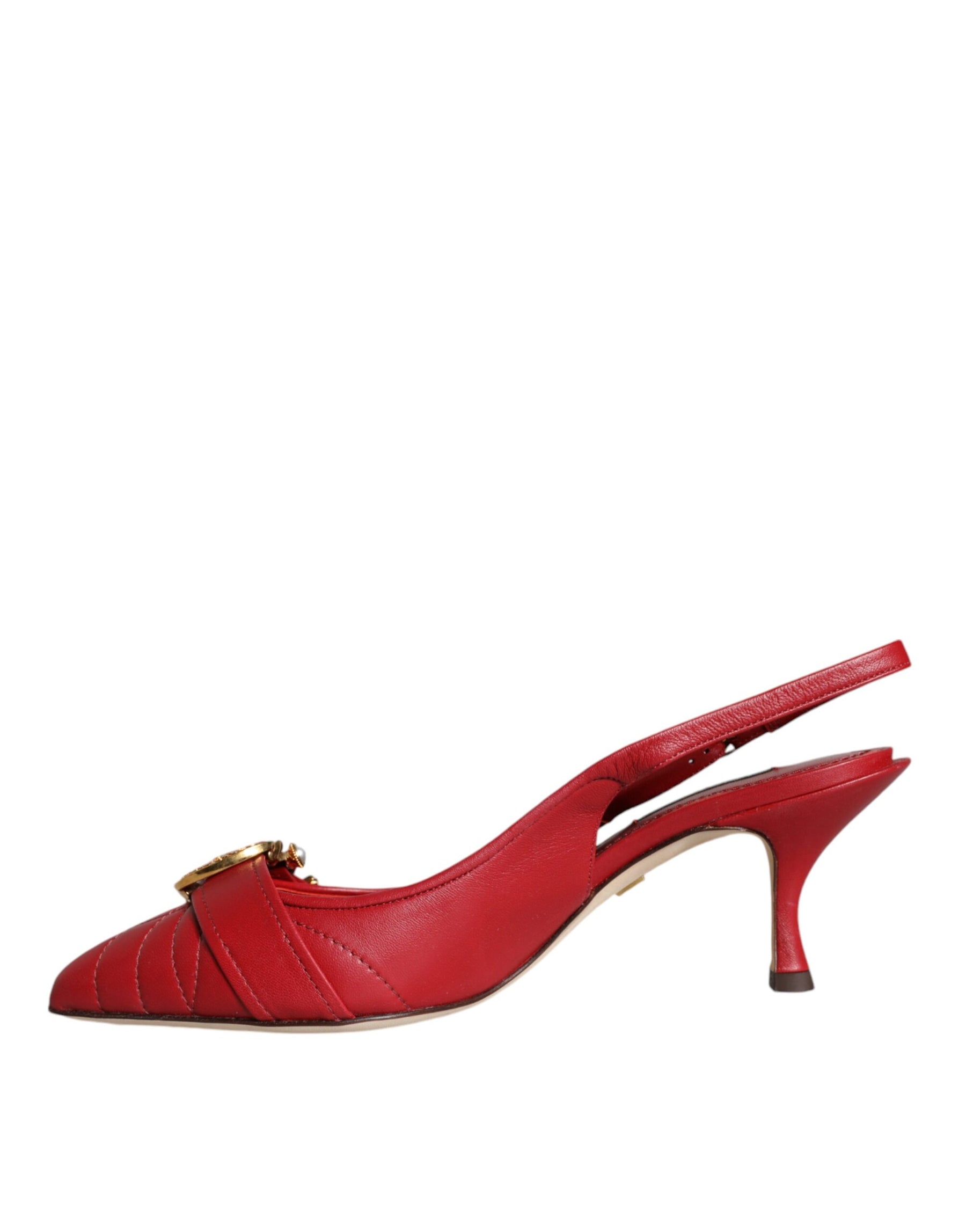Dolce & Gabbana Red Devotion Leather Heels Slingback Shoes | Regal Royce