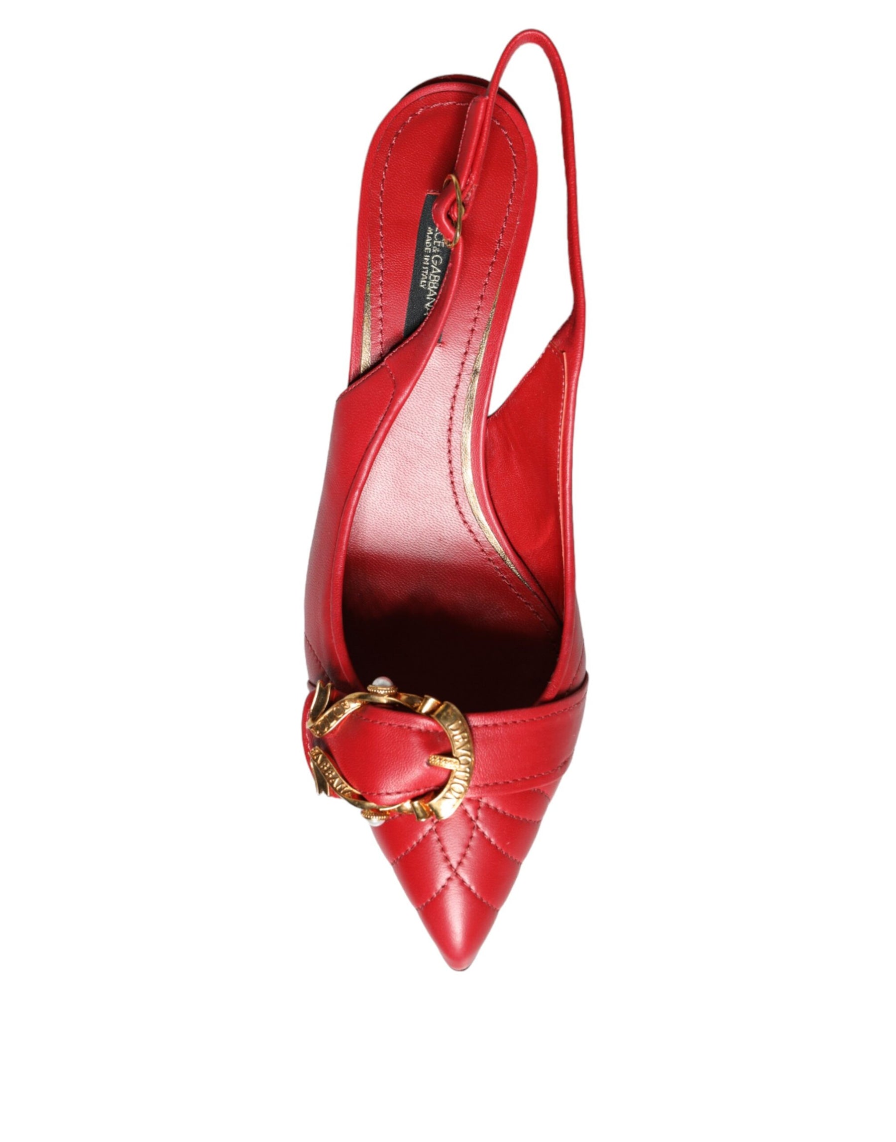 Dolce & Gabbana Red Devotion Leather Heels Slingback Shoes | Regal Royce