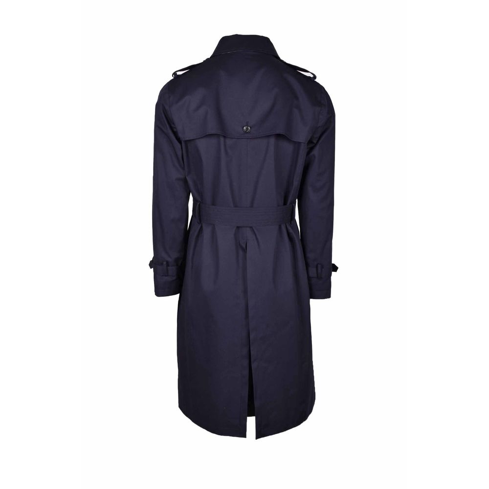 Aquascutum Blue Cotton Men Trench Coat | Regal Royce