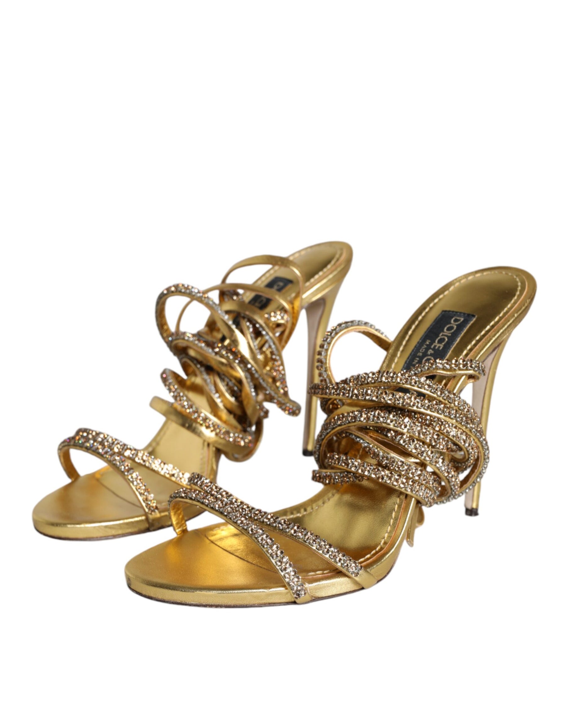 Dolce & Gabbana Gold Crystals Keira Heels Sandals Shoes | Regal Royce