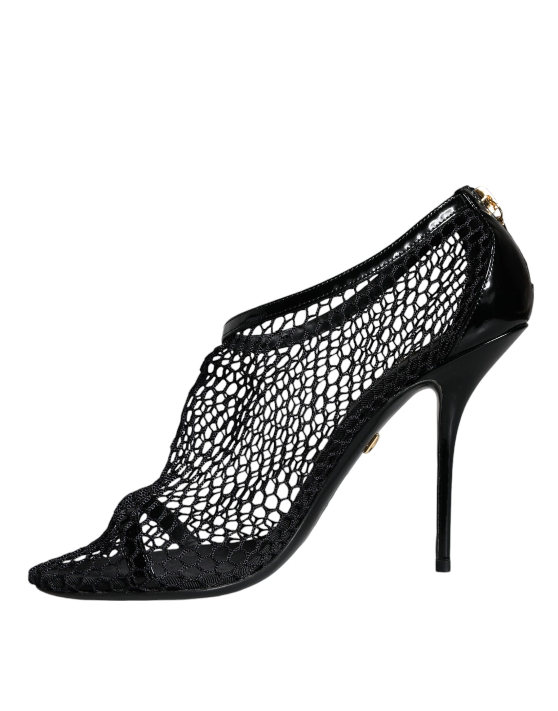 Dolce & Gabbana Black Mesh Leather Heels Keira Sandals Shoes | Regal Royce