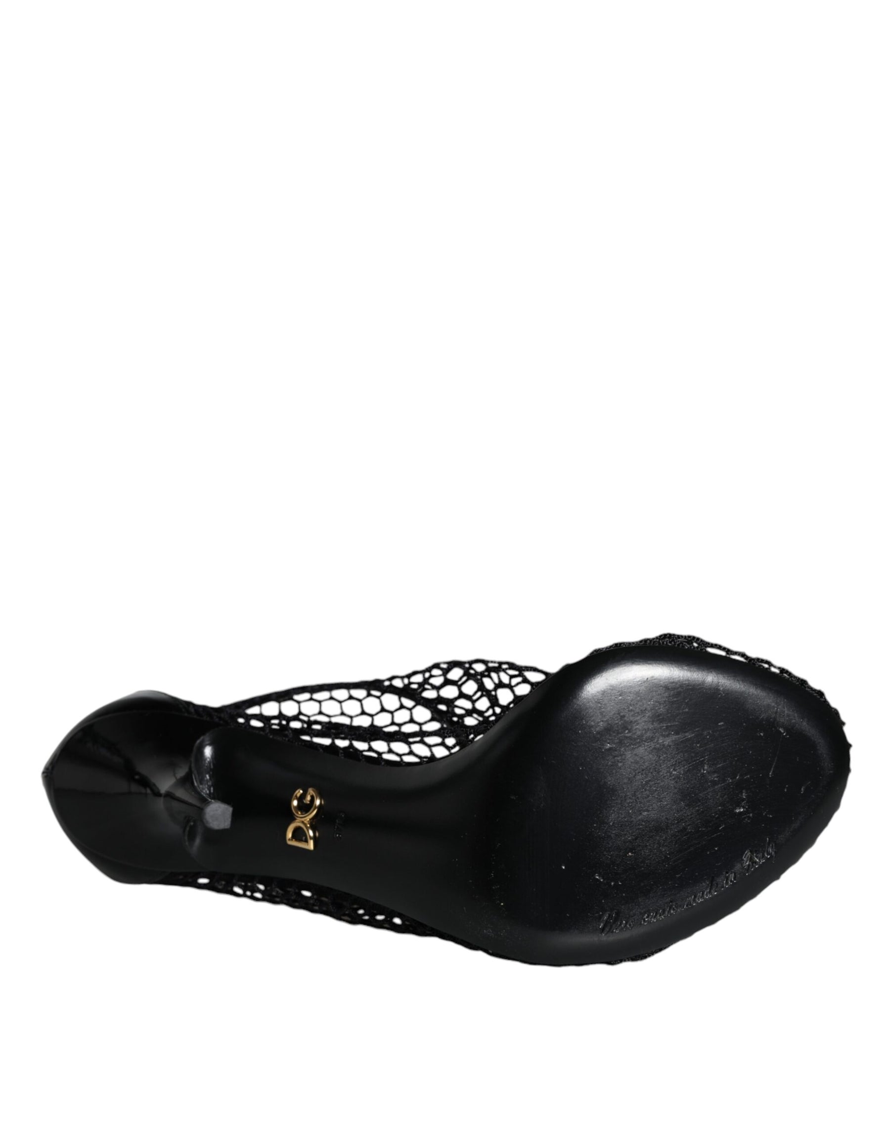 Dolce & Gabbana Black Mesh Leather Heels Keira Sandals Shoes | Regal Royce