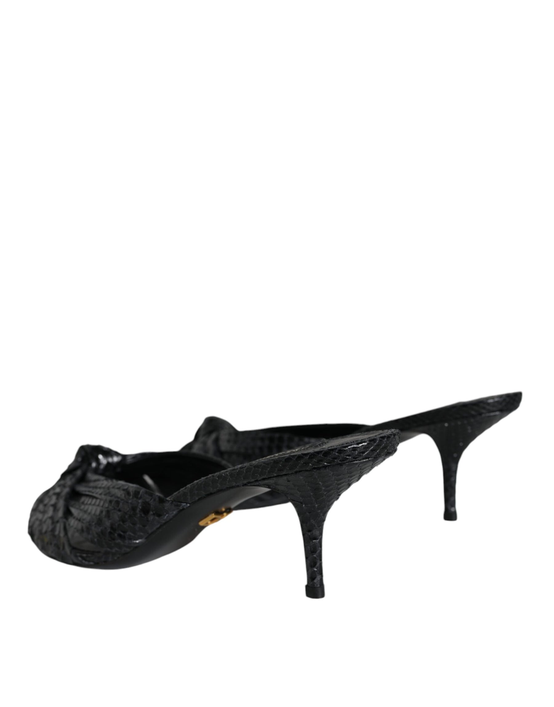 Dolce & Gabbana Black Leather Heels Slides Sandals Shoes | Regal Royce
