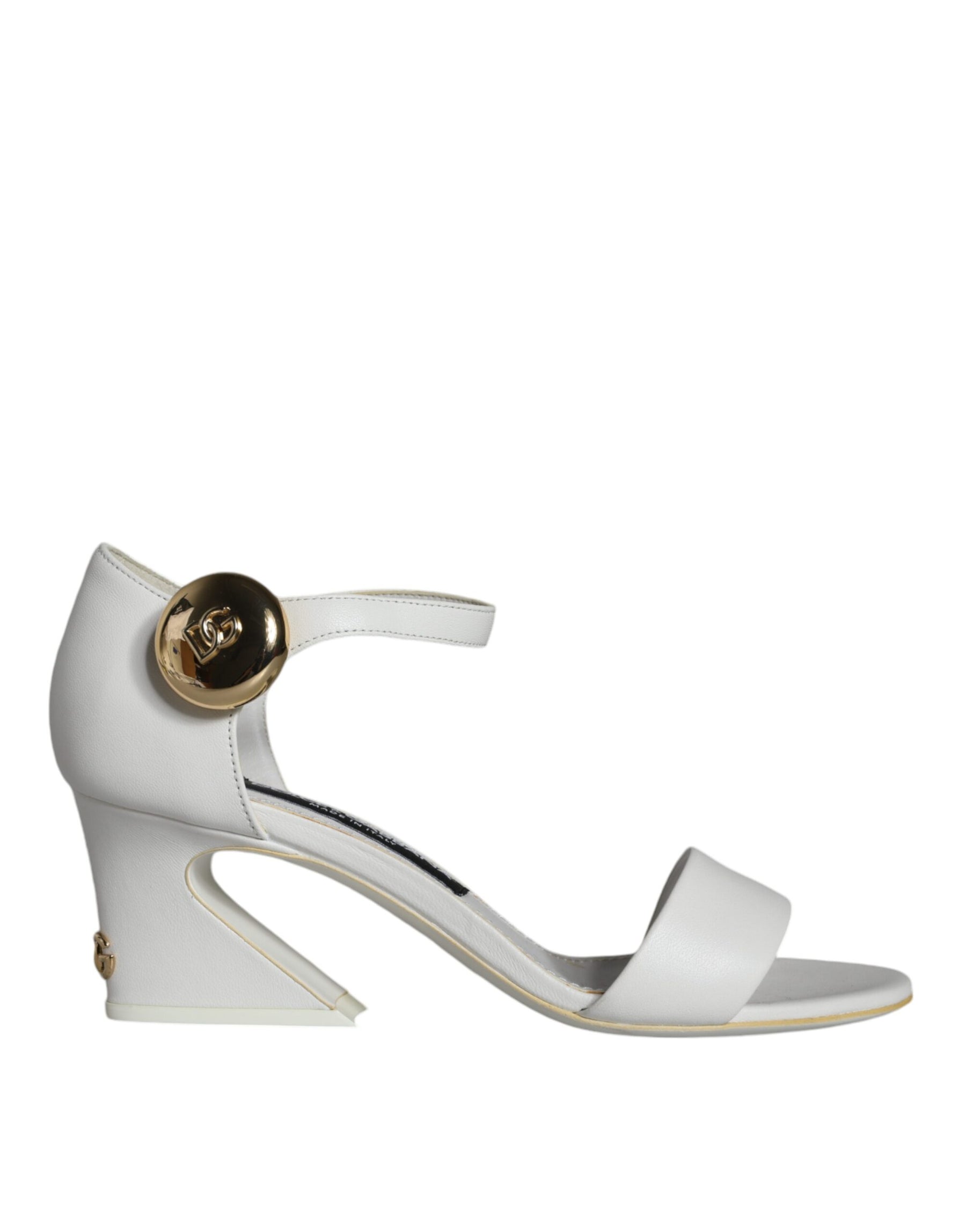 Dolce & Gabbana White Leather Heels Keira Sandals Shoes | Regal Royce