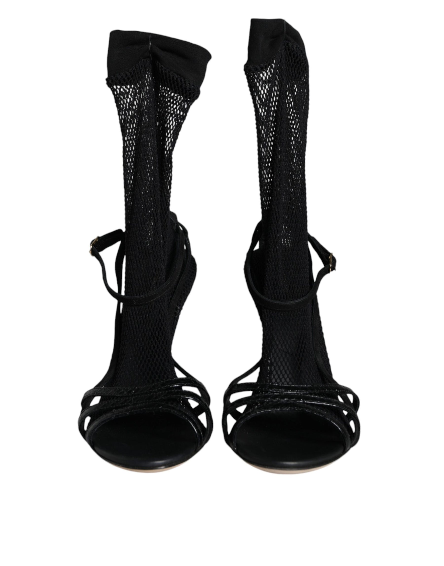 Dolce & Gabbana Black Mesh Stiletto Heels Sandals Shoes | Regal Royce