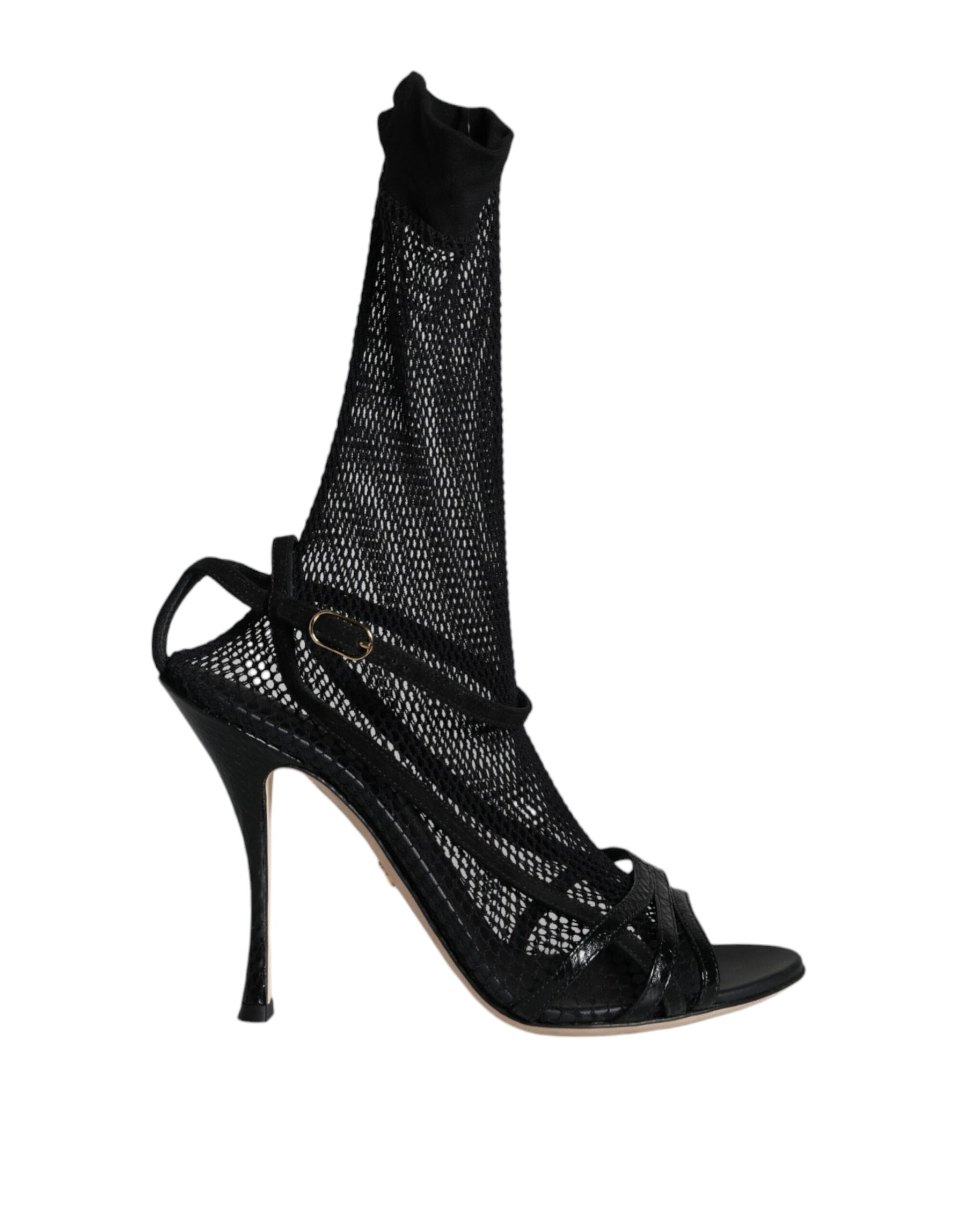 Dolce & Gabbana Black Mesh Stiletto Heels Sandals Shoes | Regal Royce