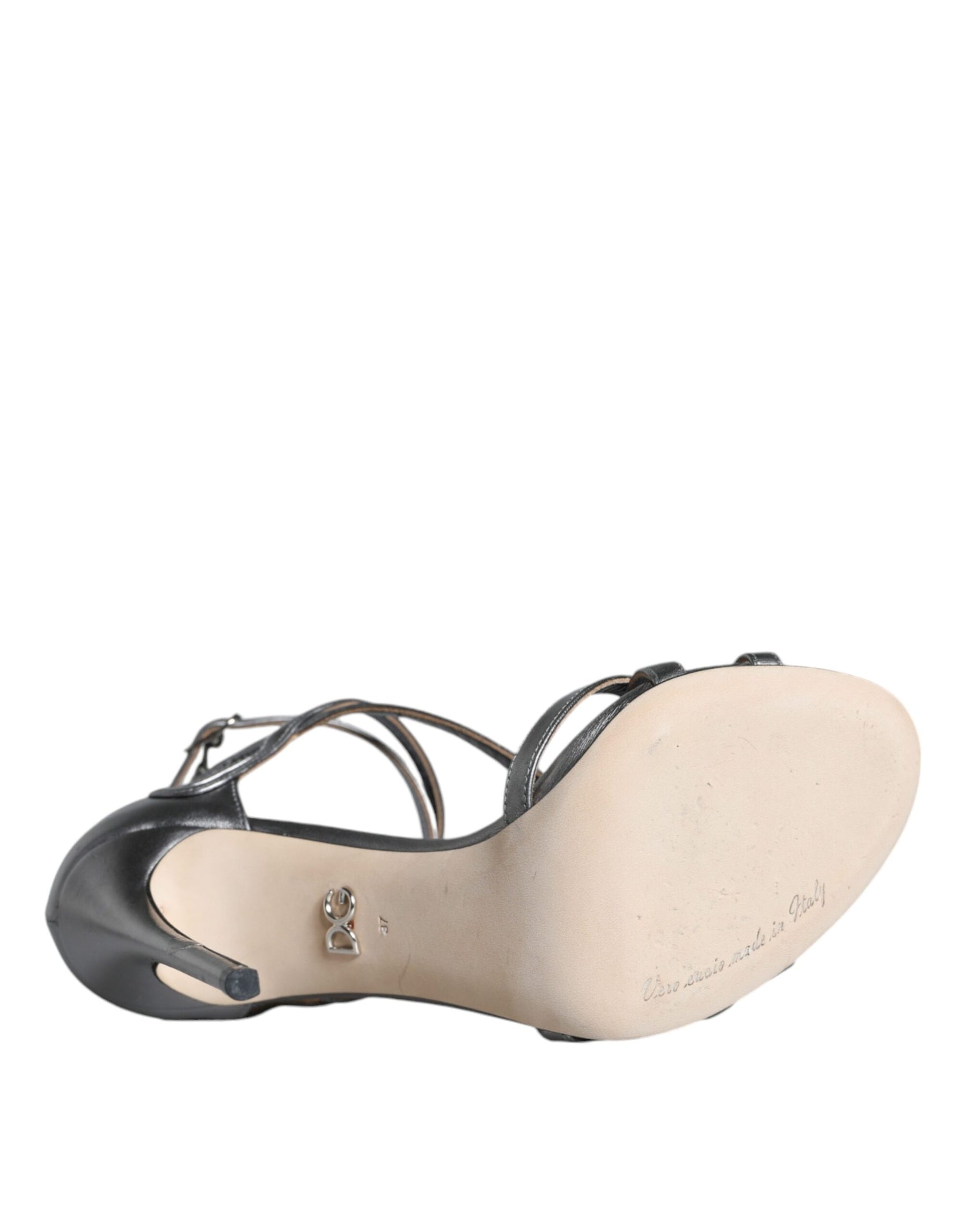 Dolce & Gabbana Silver Keira Leather Heels Sandals Shoes | Regal Royce
