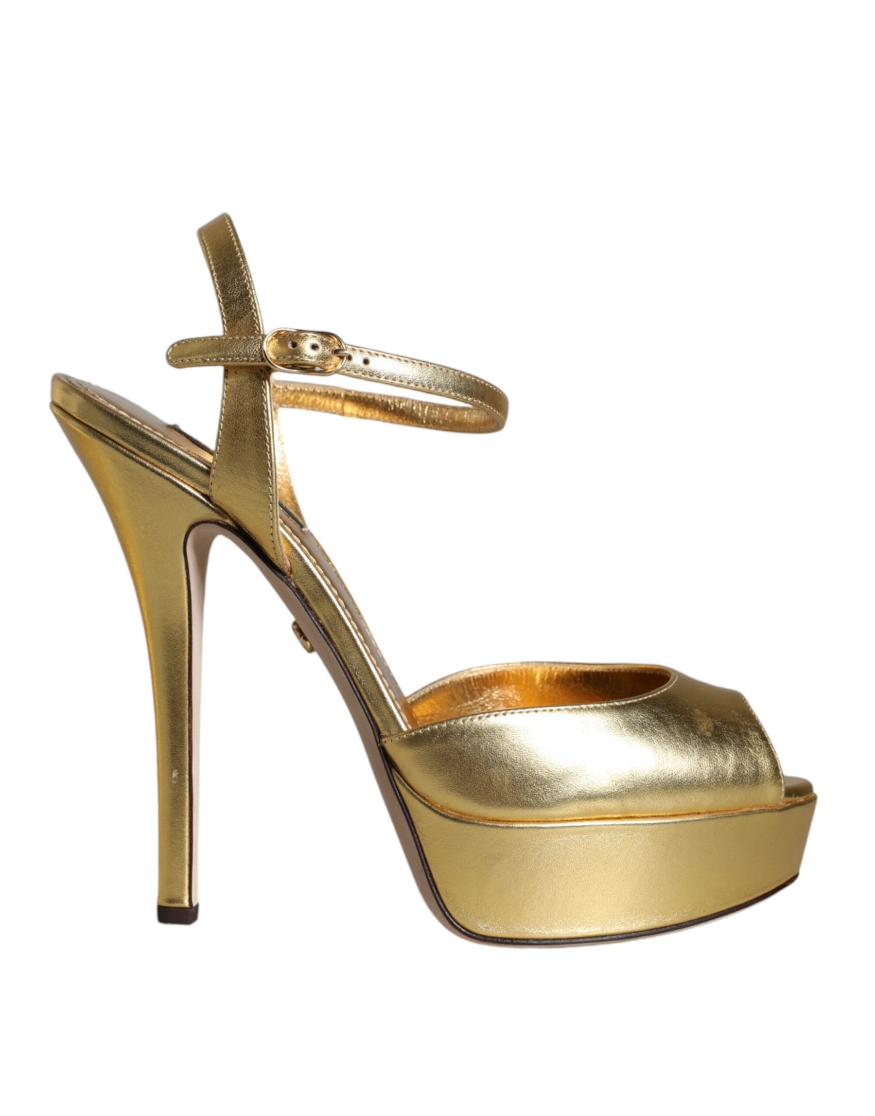 Dolce & Gabbana Gold Bette Leather Heels Sandals Shoes | Regal Royce