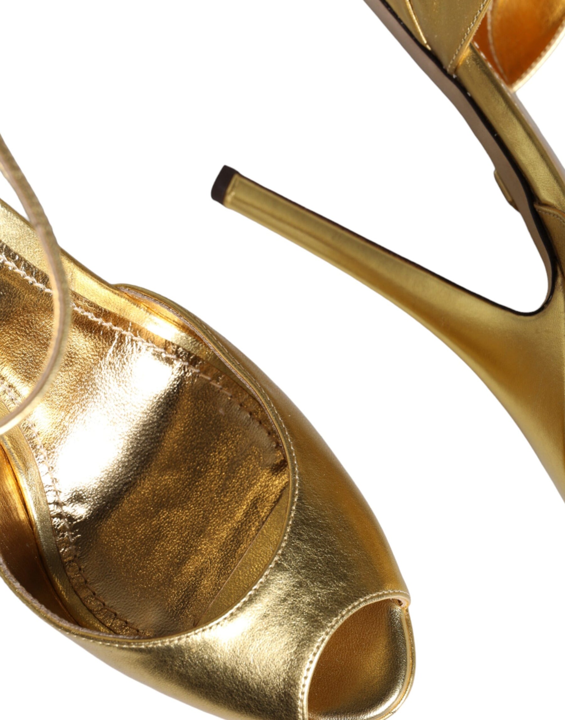 Dolce & Gabbana Gold Bette Leather Heels Sandals Shoes | Regal Royce