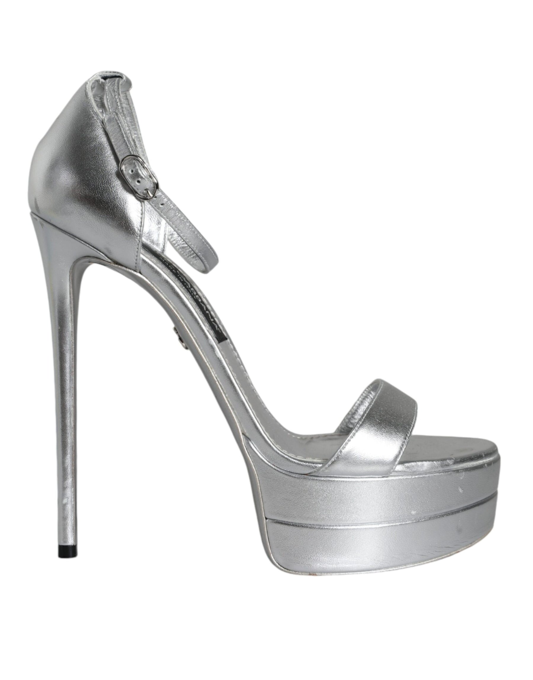 Dolce & Gabbana Silver KEIRA Heels Ankle Strap Sandals Shoes | Regal Royce