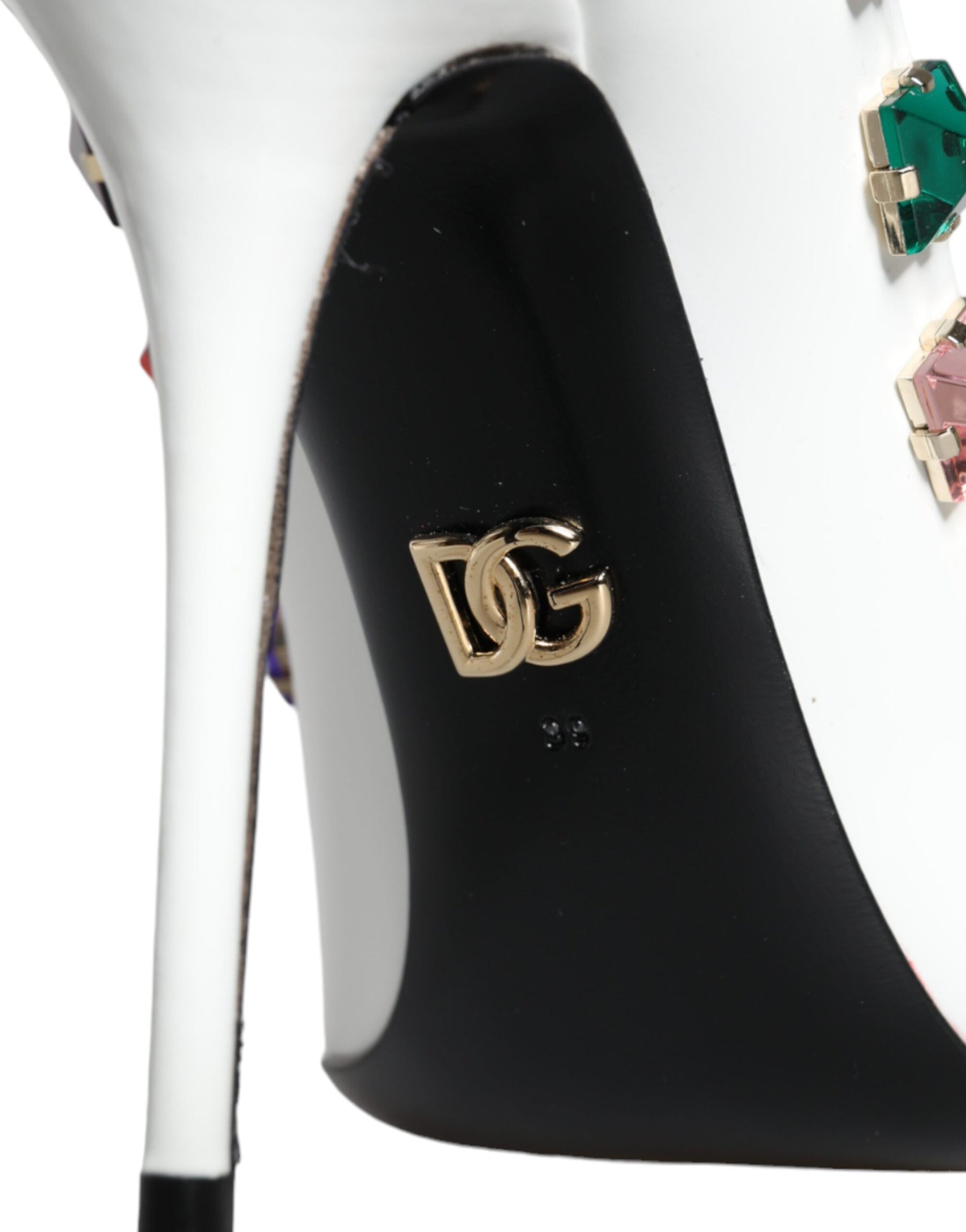 Dolce & Gabbana White Crystals Leather High Heels Pumps Shoes | Regal Royce