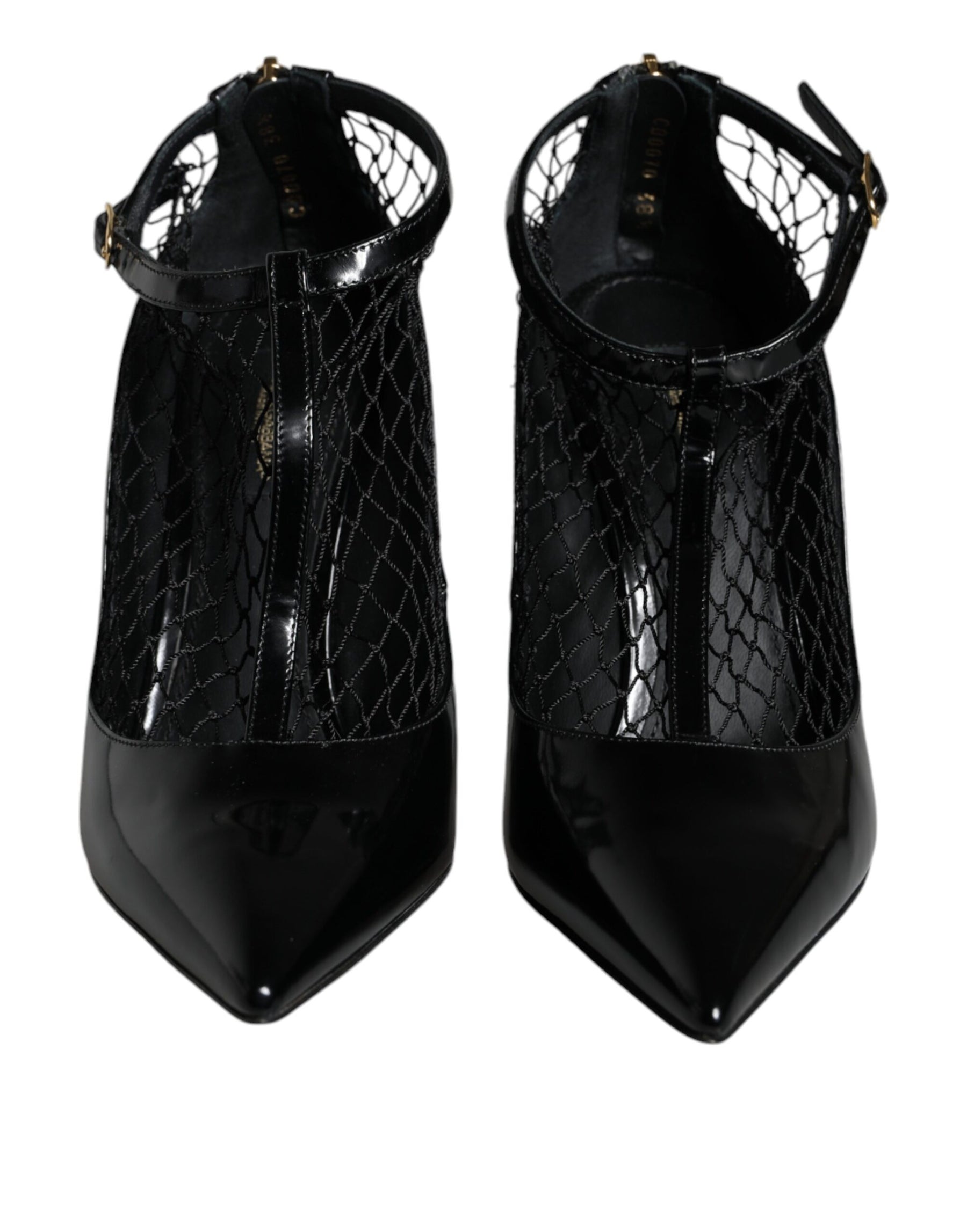 Dolce & Gabbana Black Mesh Patent Leather Heels Pumps Shoes | Regal Royce