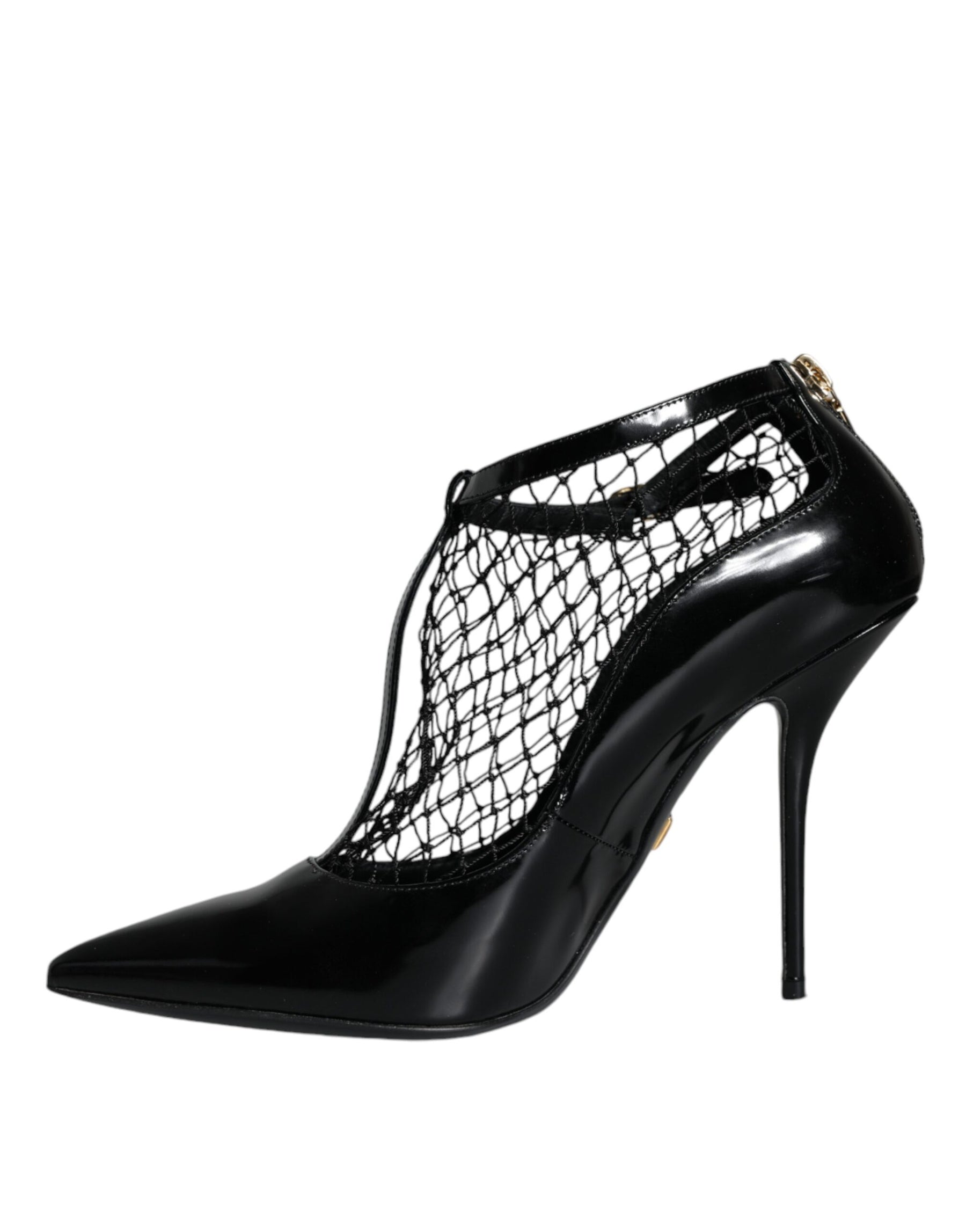 Dolce & Gabbana Black Mesh Patent Leather Heels Pumps Shoes | Regal Royce