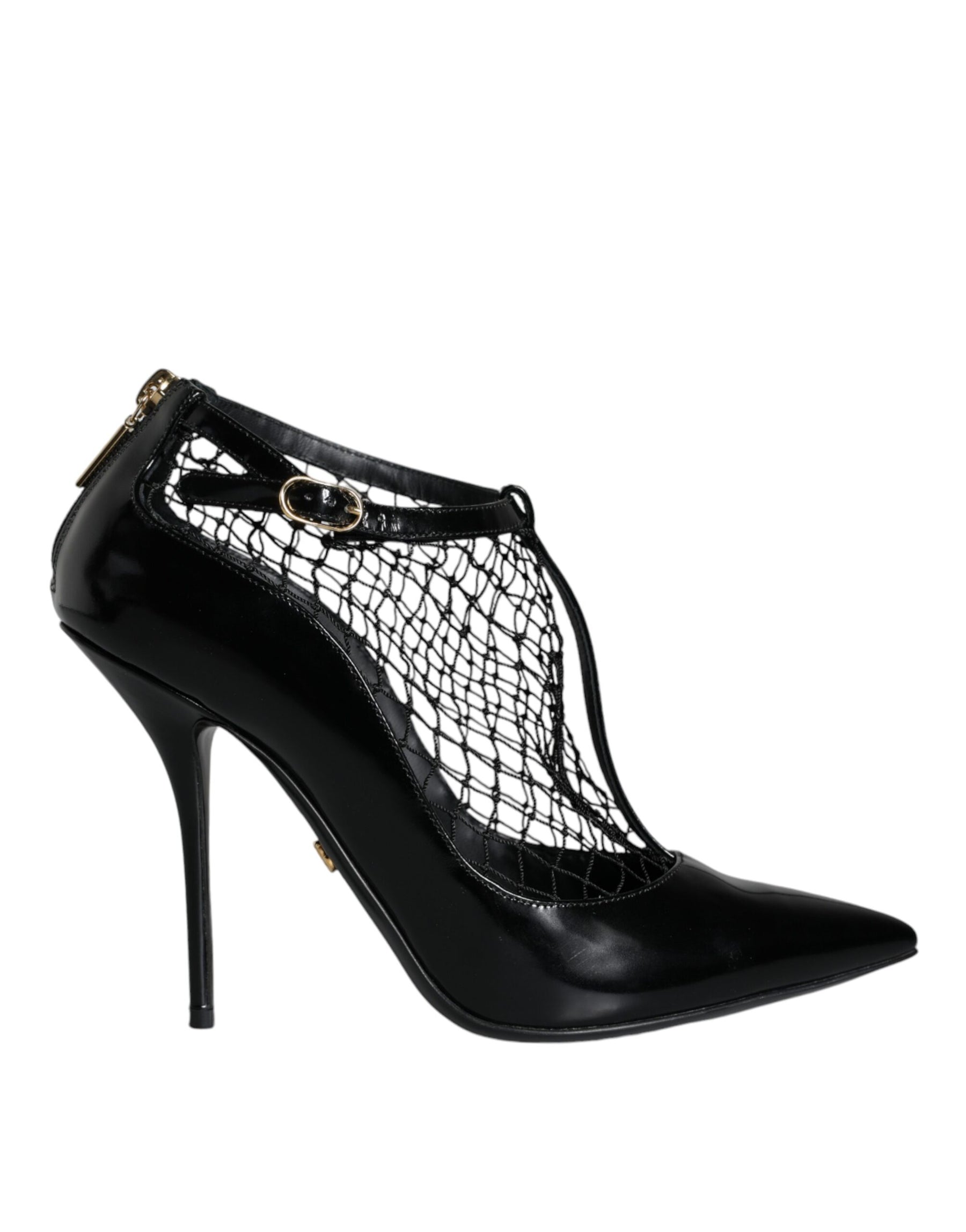 Dolce & Gabbana Black Mesh Patent Leather Heels Pumps Shoes | Regal Royce