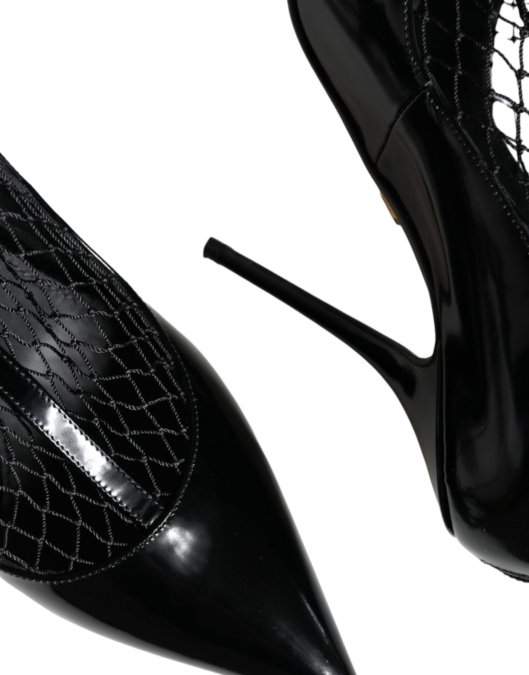 Dolce & Gabbana Black Mesh Patent Leather Heels Pumps Shoes | Regal Royce