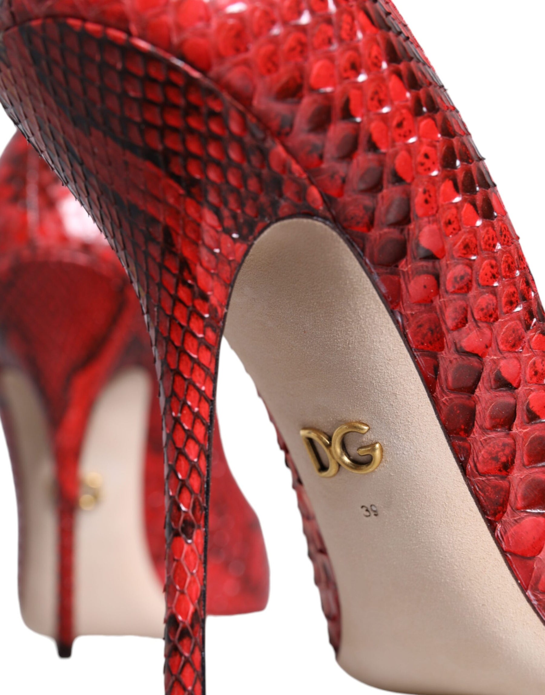 Dolce & Gabbana Red Leather Stiletto High Heels Pumps Shoes | Regal Royce