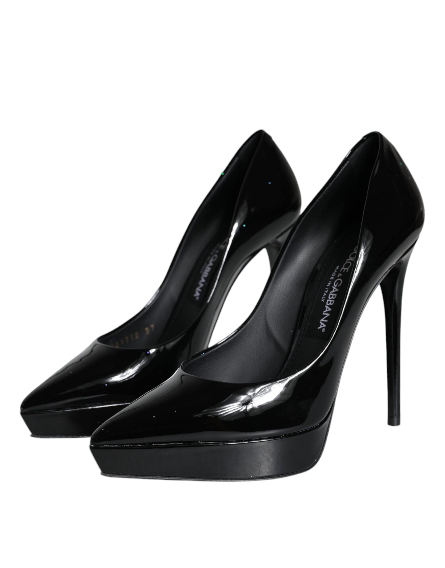 Dolce & Gabbana Black Leather Platform Heels Pumps Shoes | Regal Royce