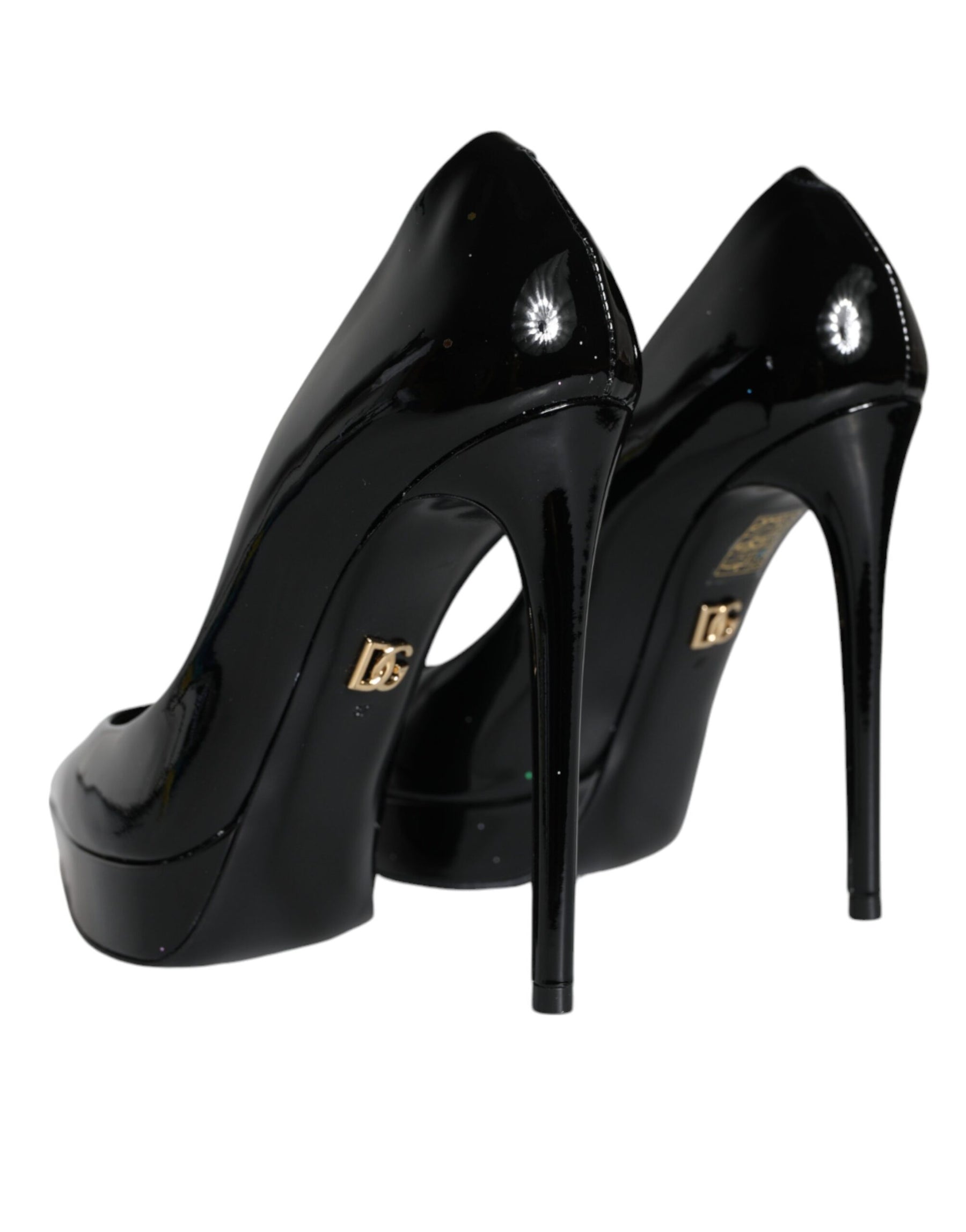 Dolce & Gabbana Black Leather Platform Heels Pumps Shoes | Regal Royce