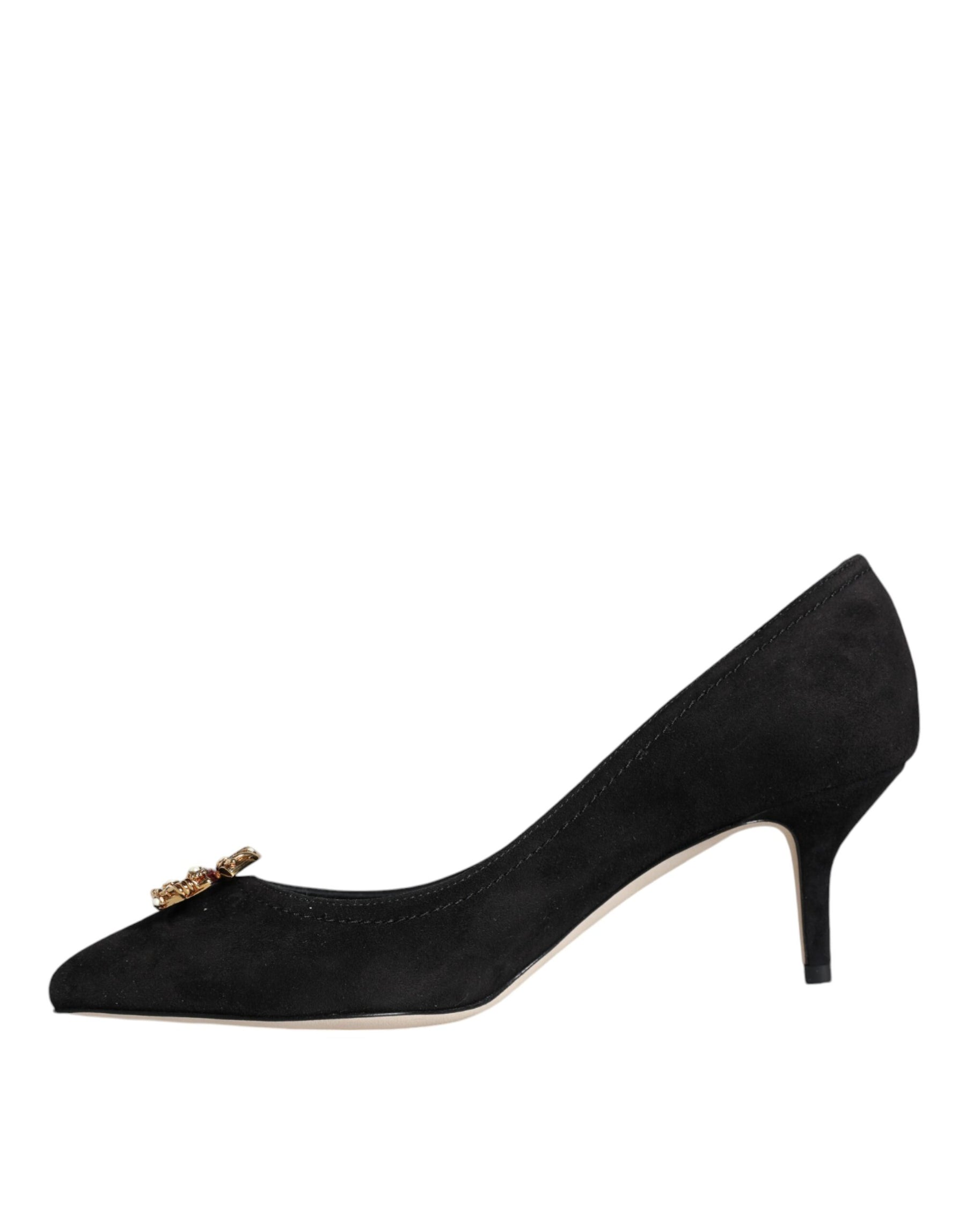 Dolce & Gabbana Black Amore Suede Bellucci Heels Pumps Shoes | Regal Royce