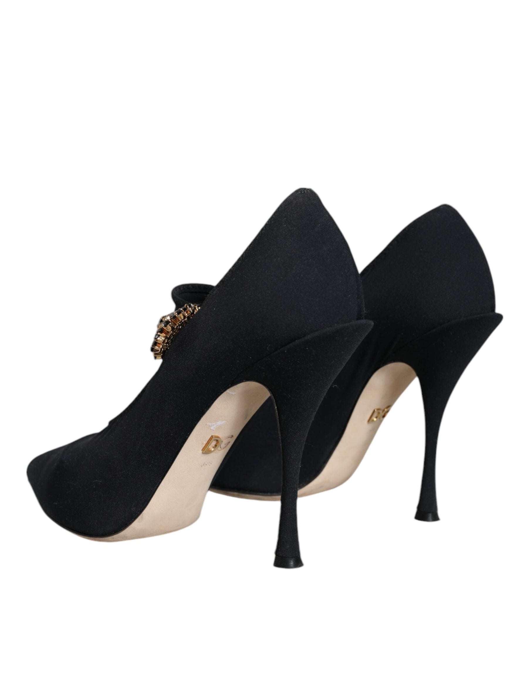 Dolce & Gabbana Black Mary Jane Jersey Crystal Pumps Shoes | Regal Royce