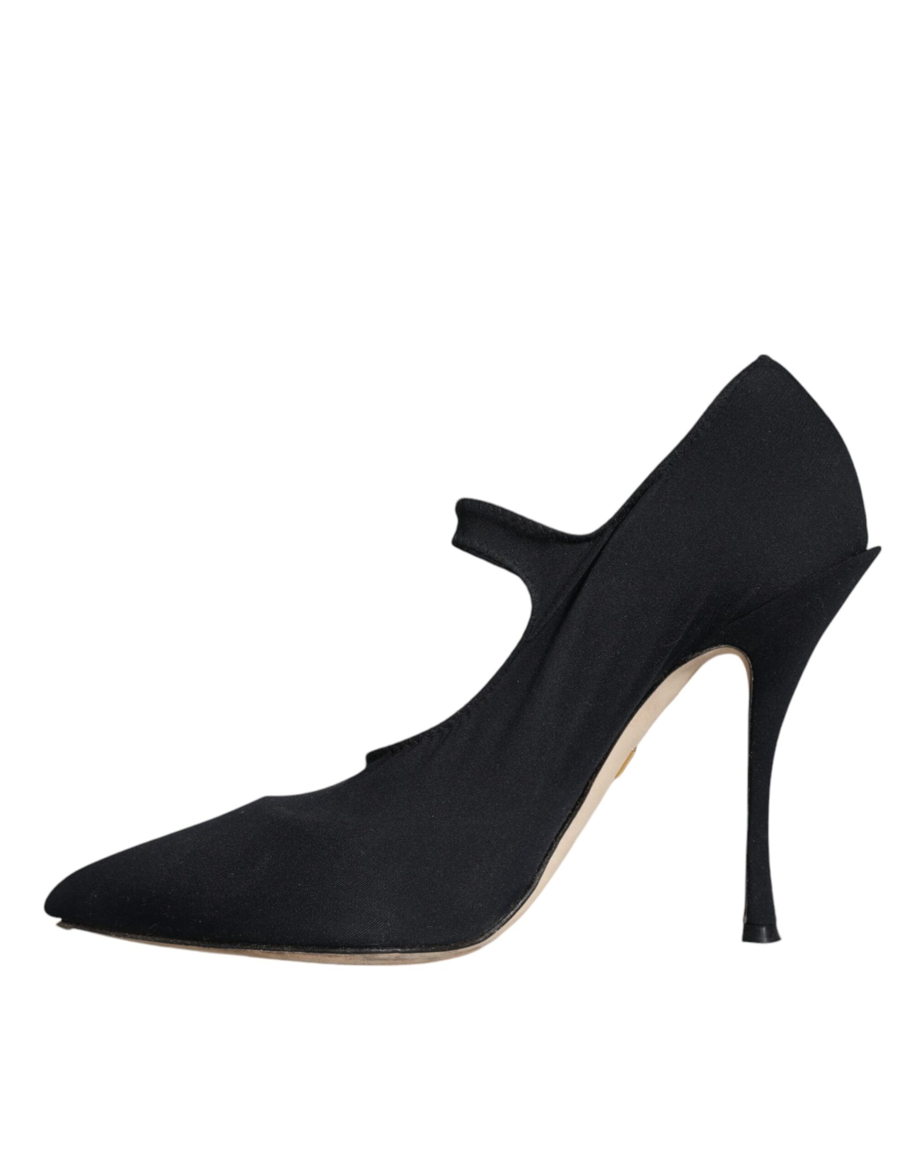 Dolce & Gabbana Black Mary Jane Jersey Crystal Pumps Shoes | Regal Royce