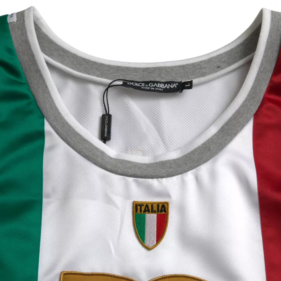 Dolce & Gabbana White Green Sleeveless Top Italian Flag Basket T-shirt | Regal Royce