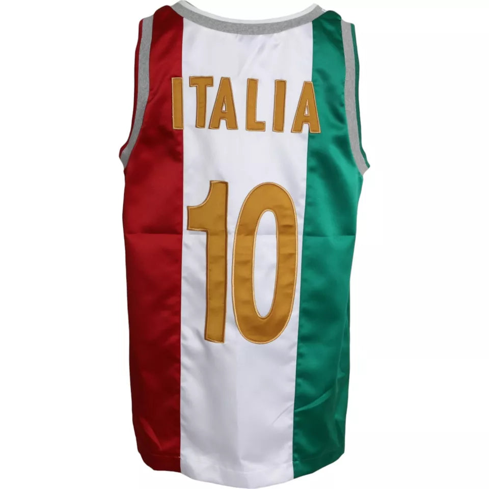 Dolce & Gabbana White Green Sleeveless Top Italian Flag Basket T-shirt | Regal Royce
