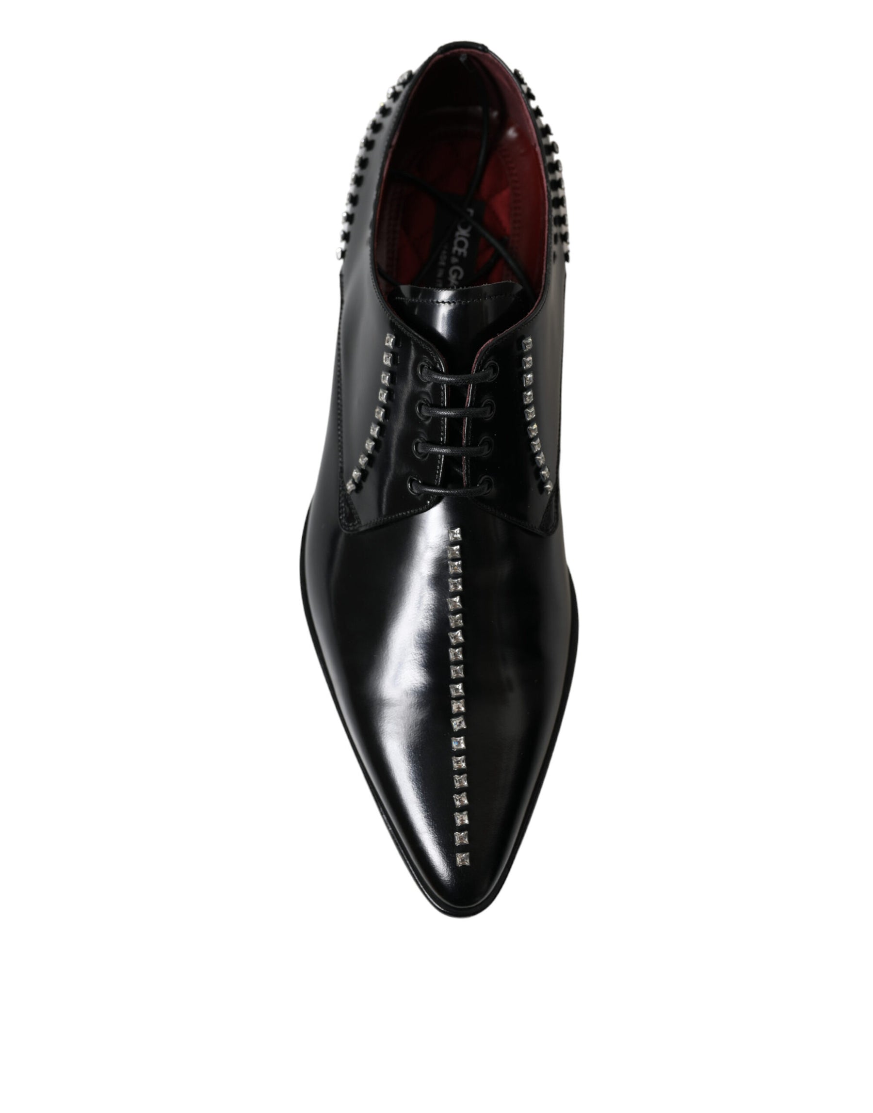 Dolce & Gabbana Black Leather Crystal Dress Formal Shoes | Regal Royce