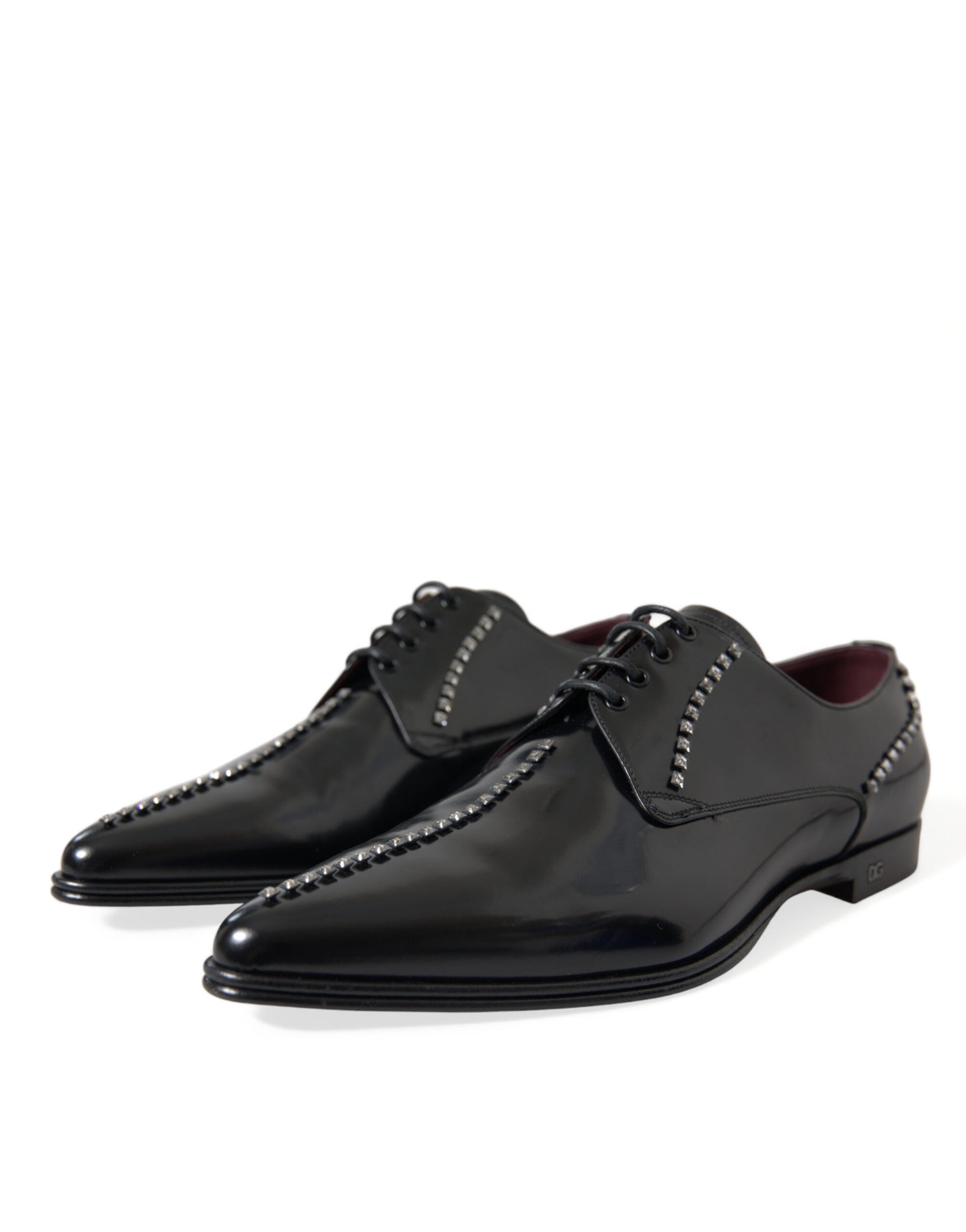 Dolce & Gabbana Black Leather Crystal Dress Formal Shoes | Regal Royce