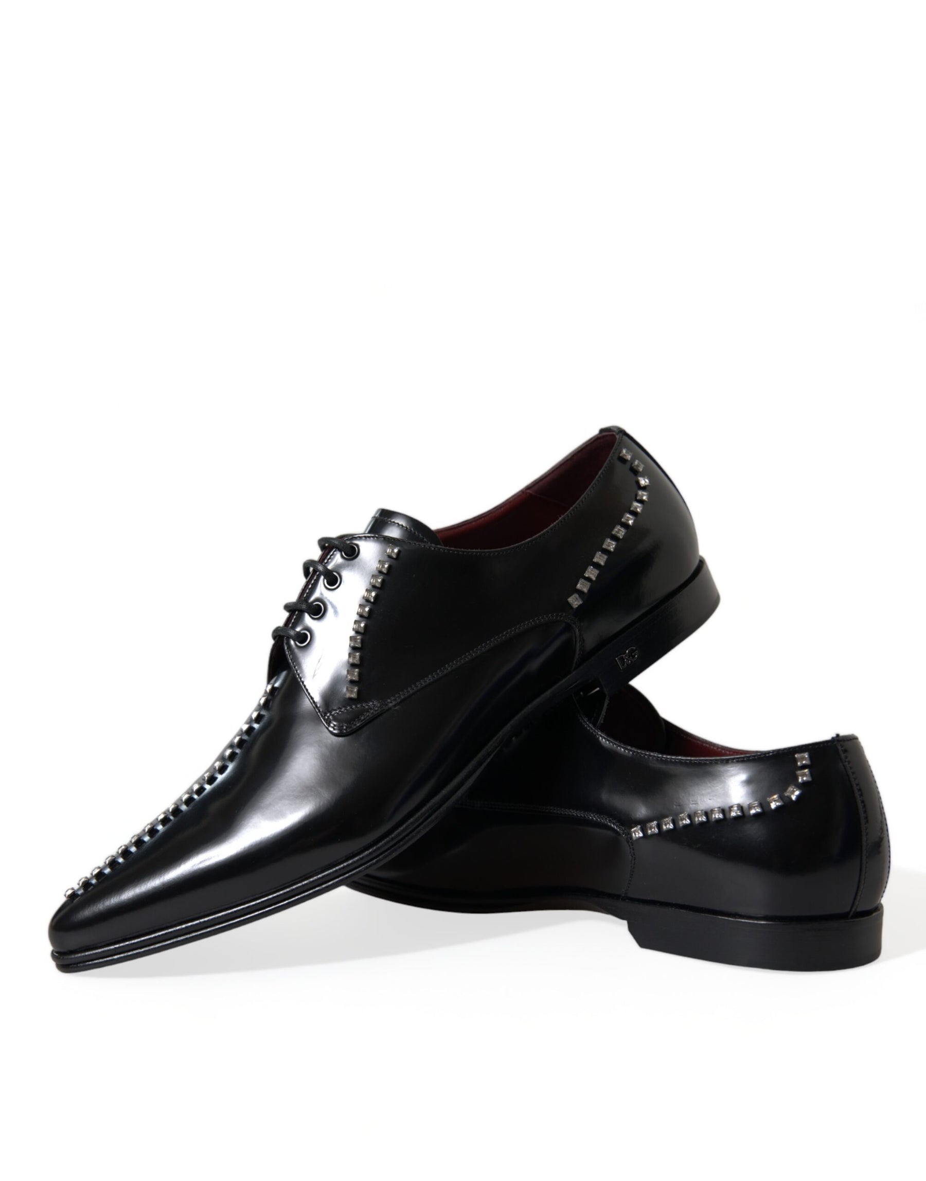 Dolce & Gabbana Black Leather Crystal Dress Formal Shoes | Regal Royce
