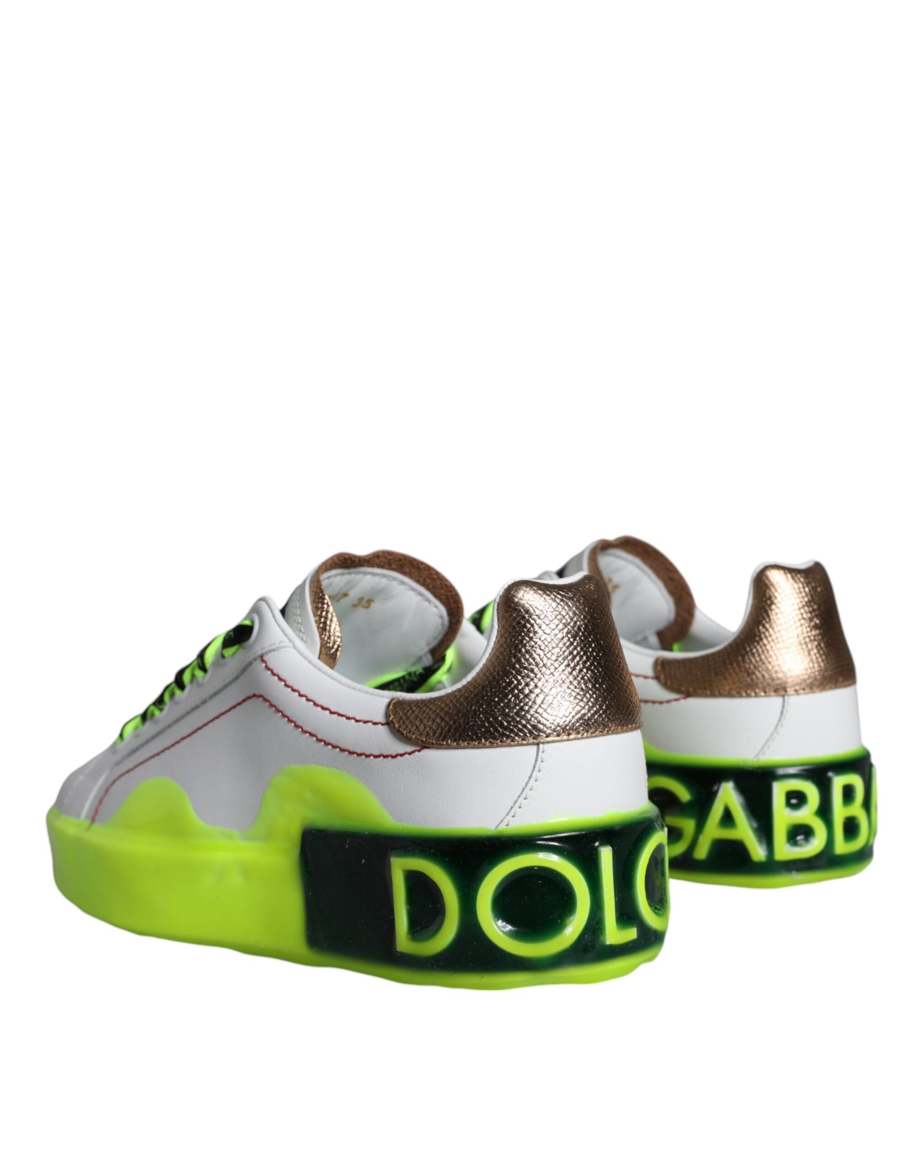 Dolce & Gabbana White Leather Portofino Low Top Sneakers Shoes | Regal Royce