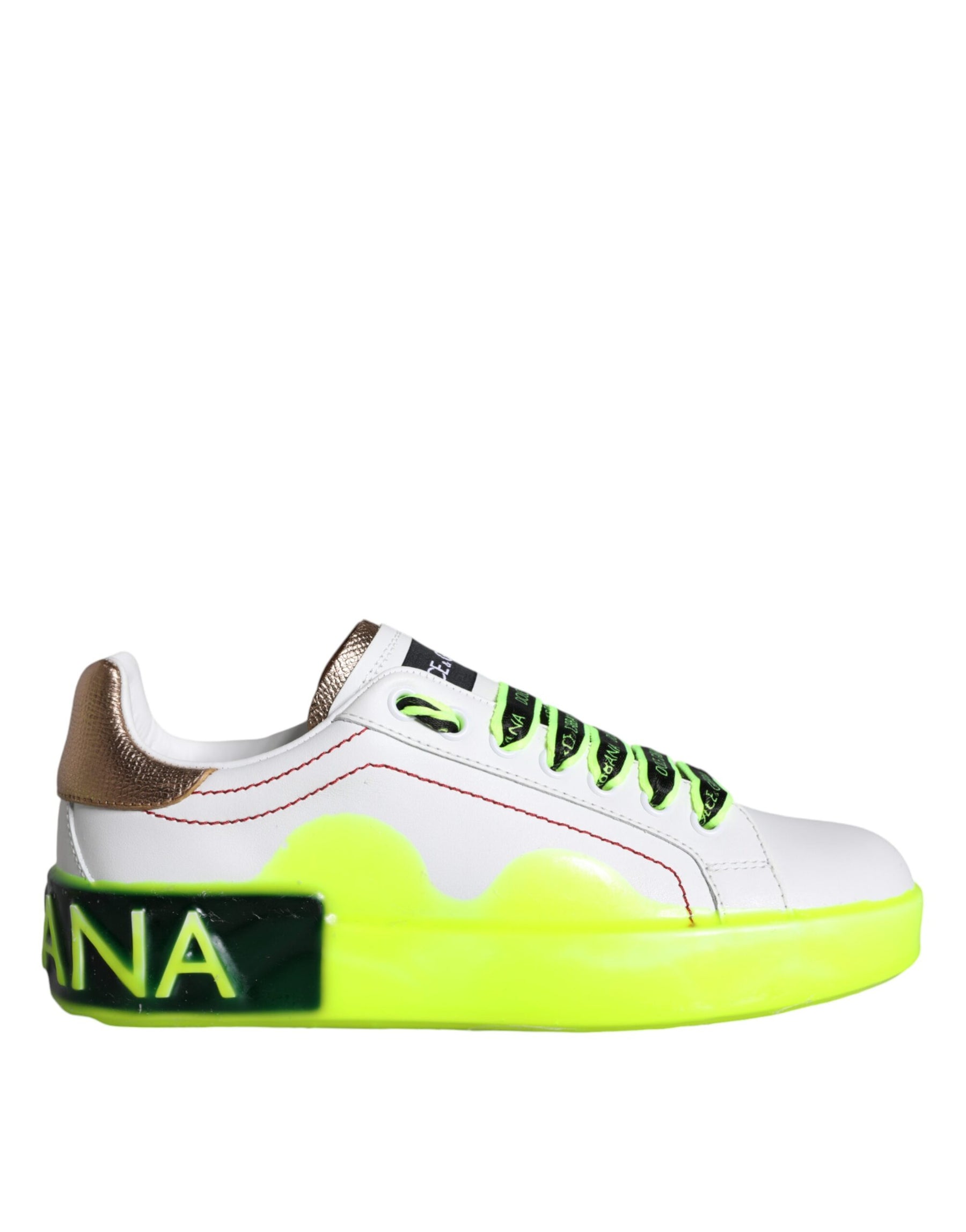 Dolce & Gabbana White Leather Portofino Low Top Sneakers Shoes | Regal Royce