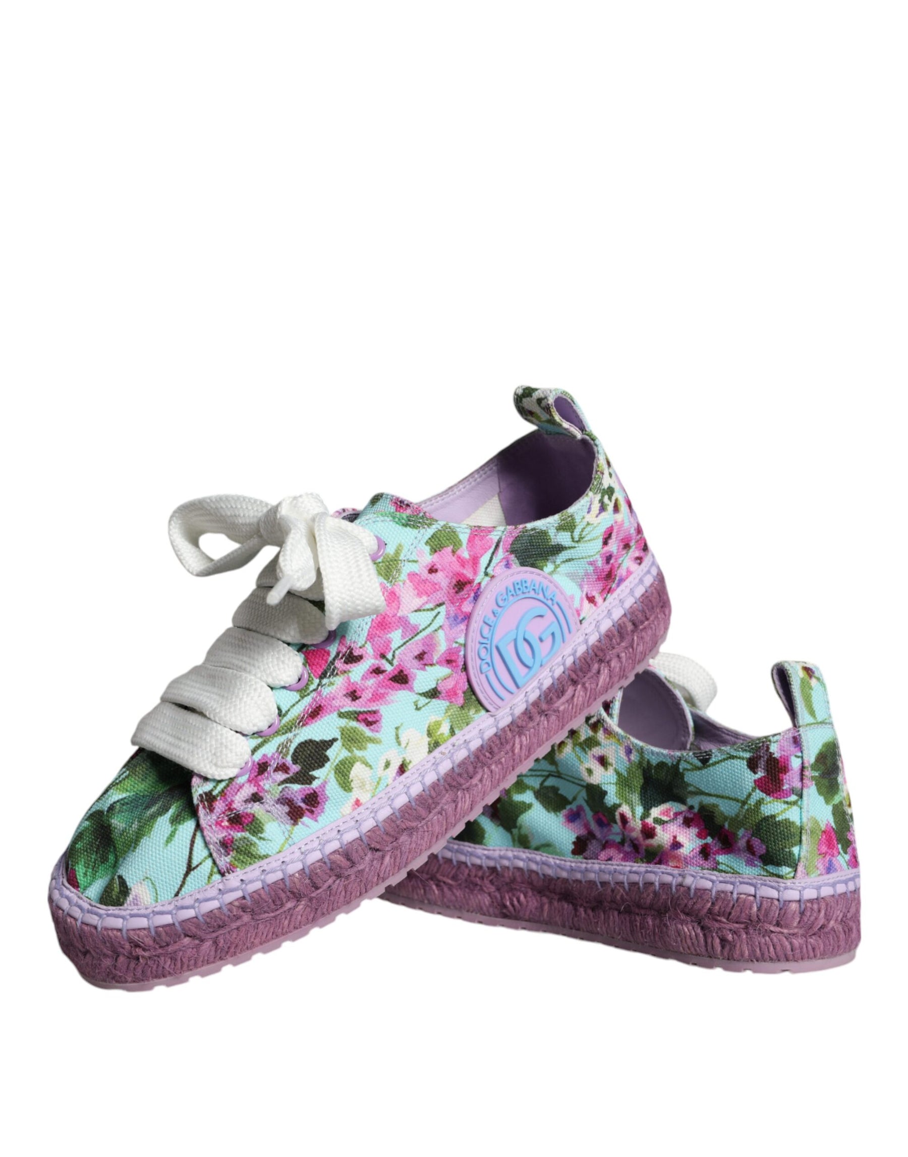 Dolce & Gabbana Multicolor Canvas Floral Espadrilles Sneakers Shoes | Regal Royce