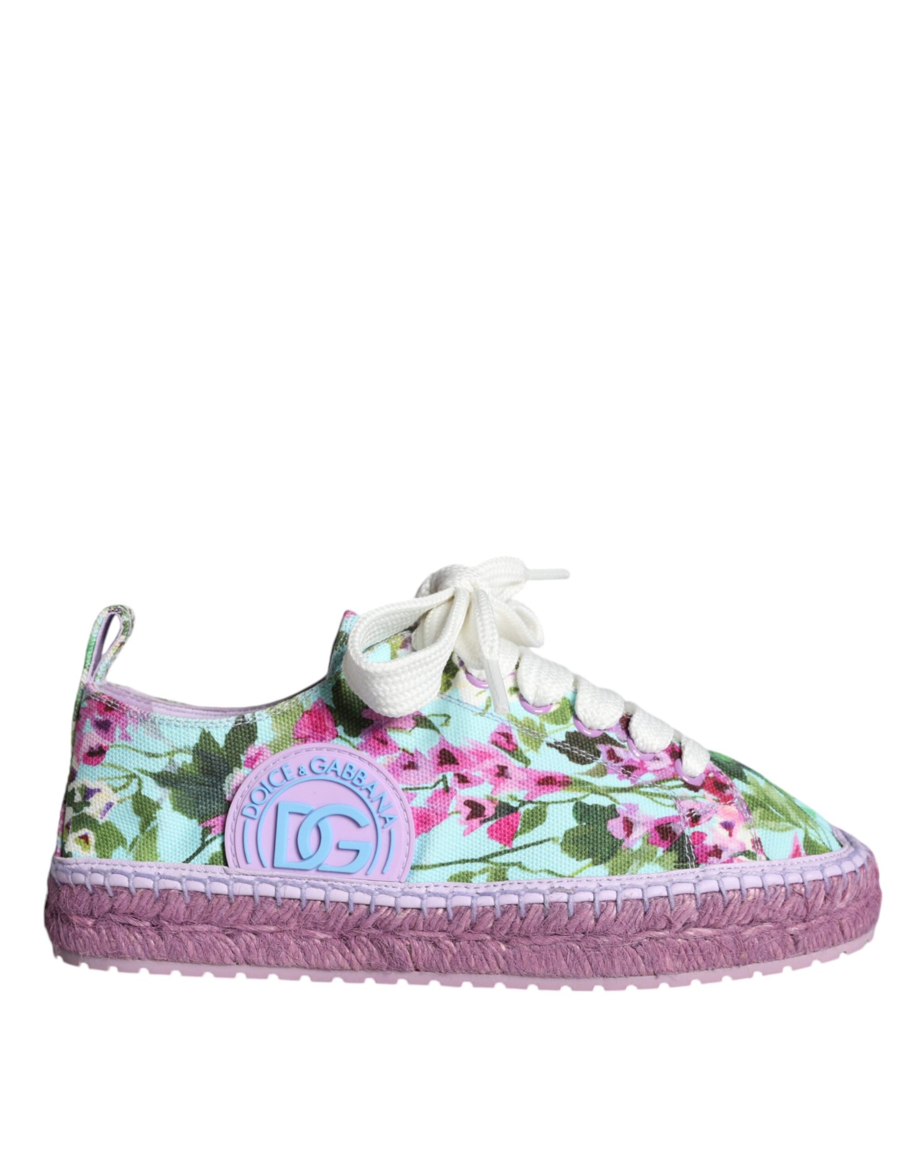 Dolce & Gabbana Multicolor Canvas Floral Espadrilles Sneakers Shoes | Regal Royce