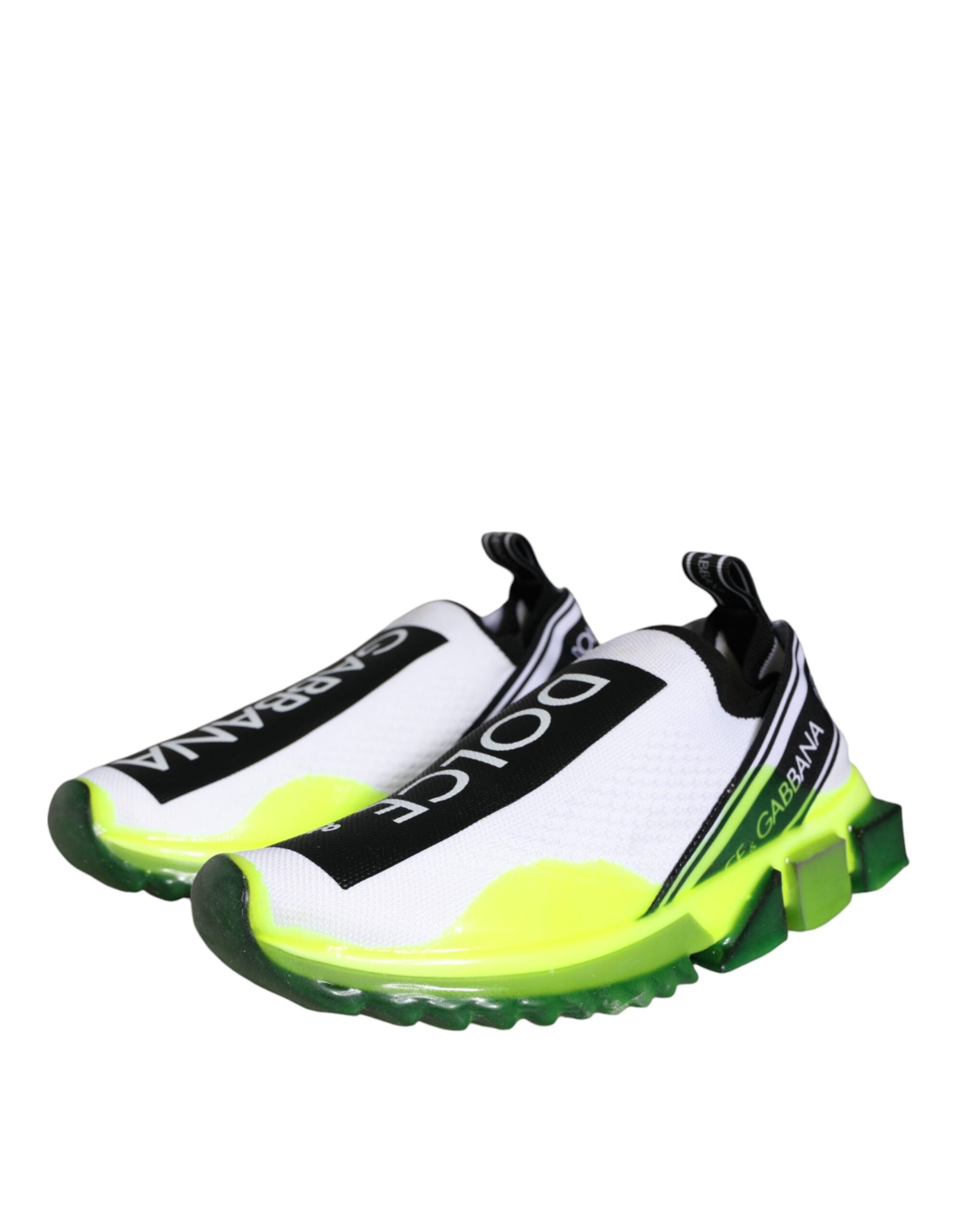 Dolce & Gabbana White Yellow Slip On Sorrento Sneakers Shoes | Regal Royce