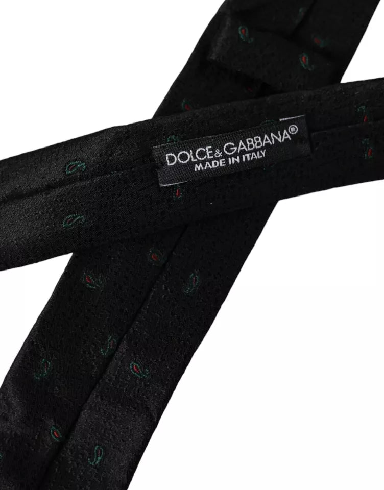 Dolce & Gabbana Black Fantasy 100% Silk Adjustable Men Tie | Regal Royce